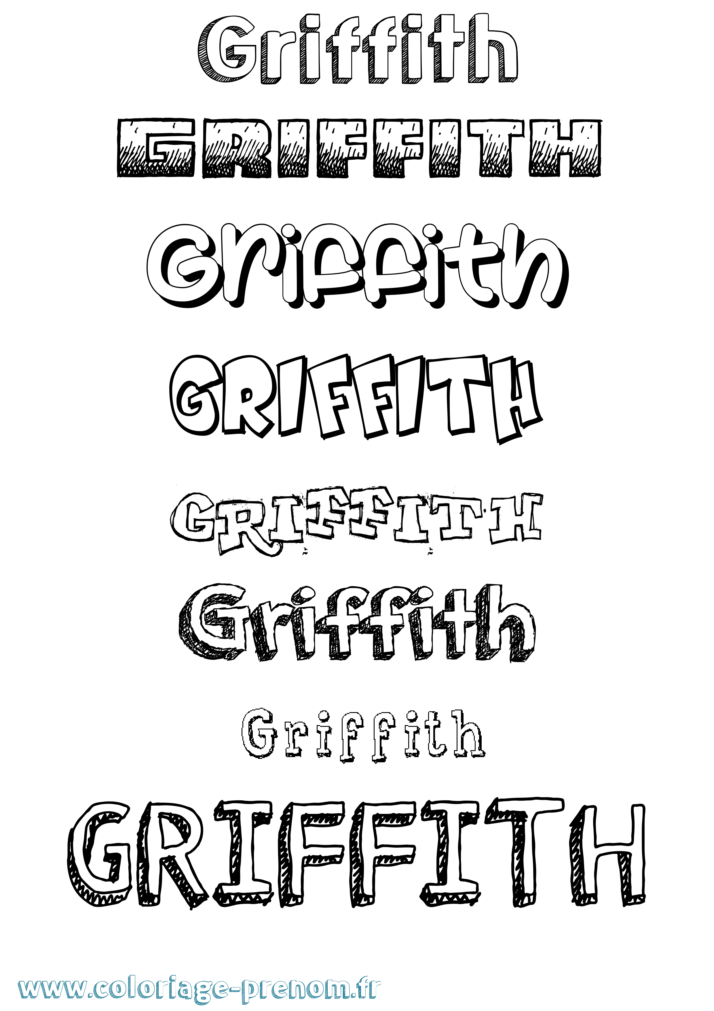 Coloriage Griffith Dessiné Coloriage prénom Griffith Dessiné