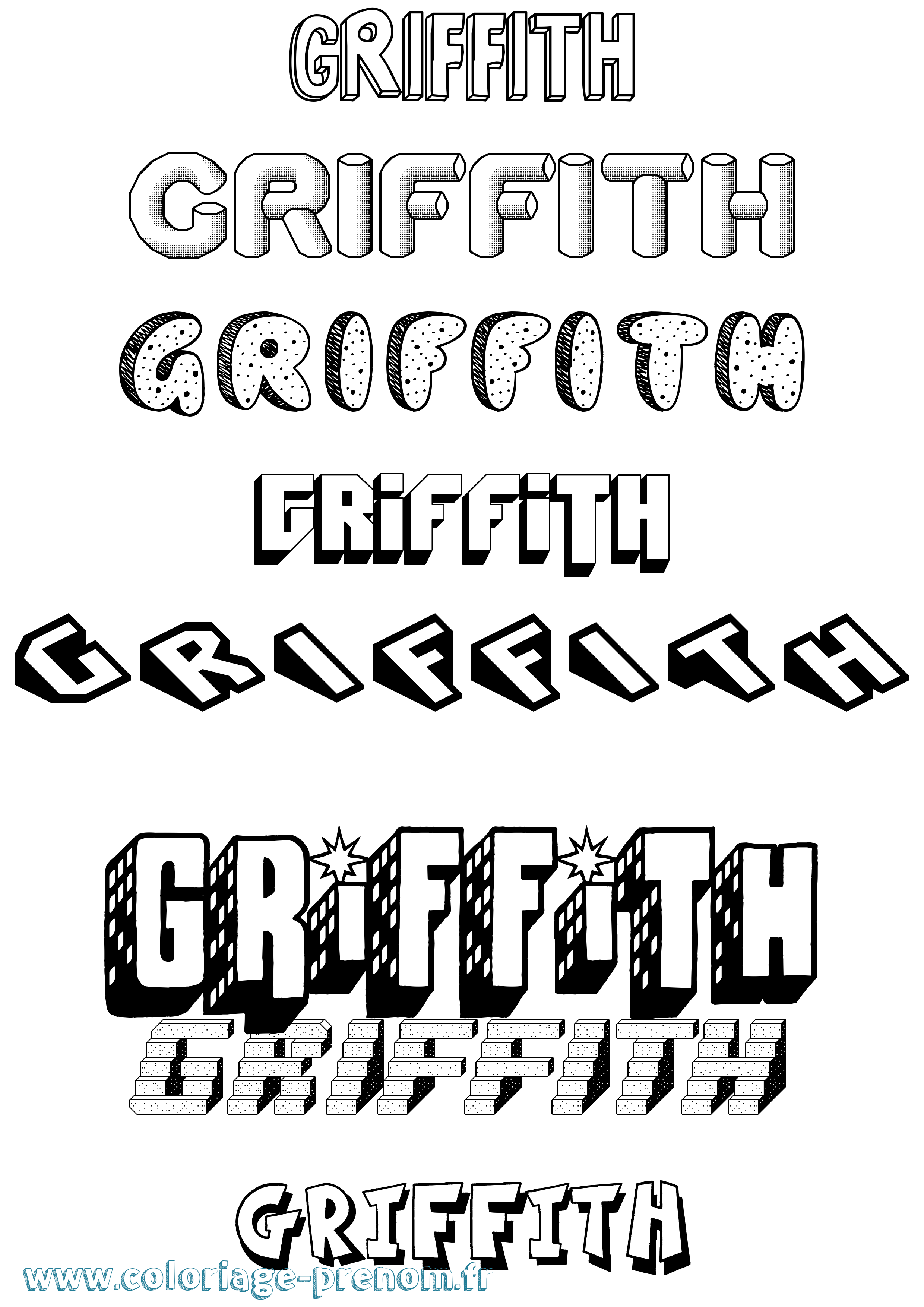 Coloriage Griffith Effet 3D Coloriage prénom Griffith Effet 3D