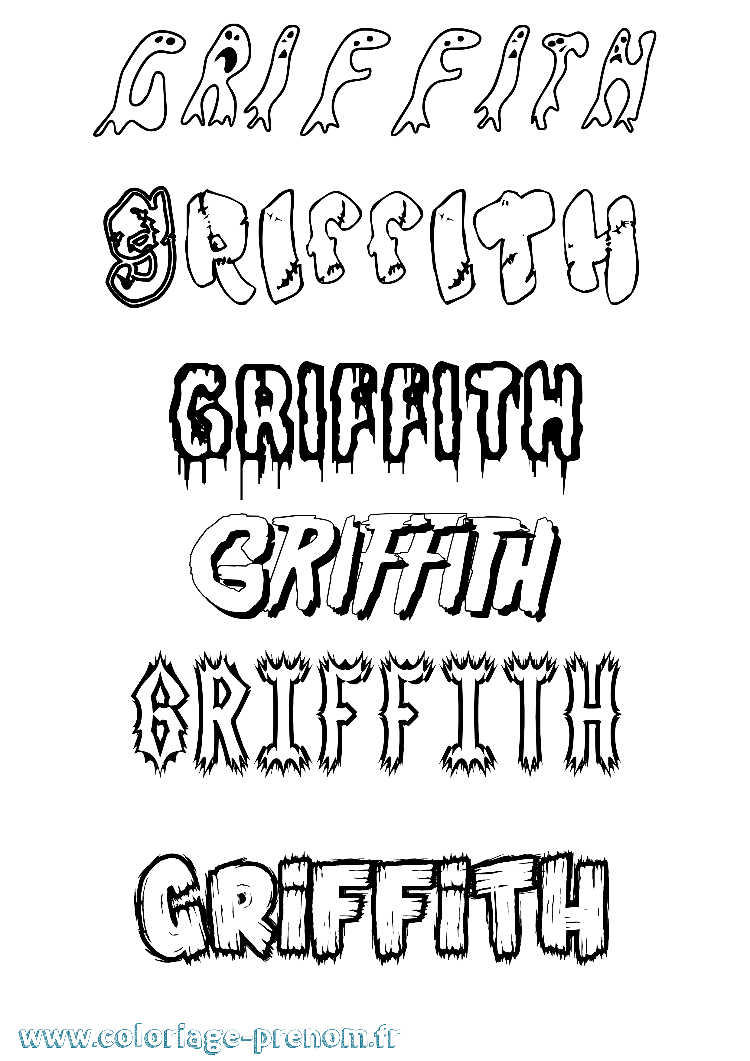 Coloriage Griffith Frisson Coloriage prénom Griffith Frisson