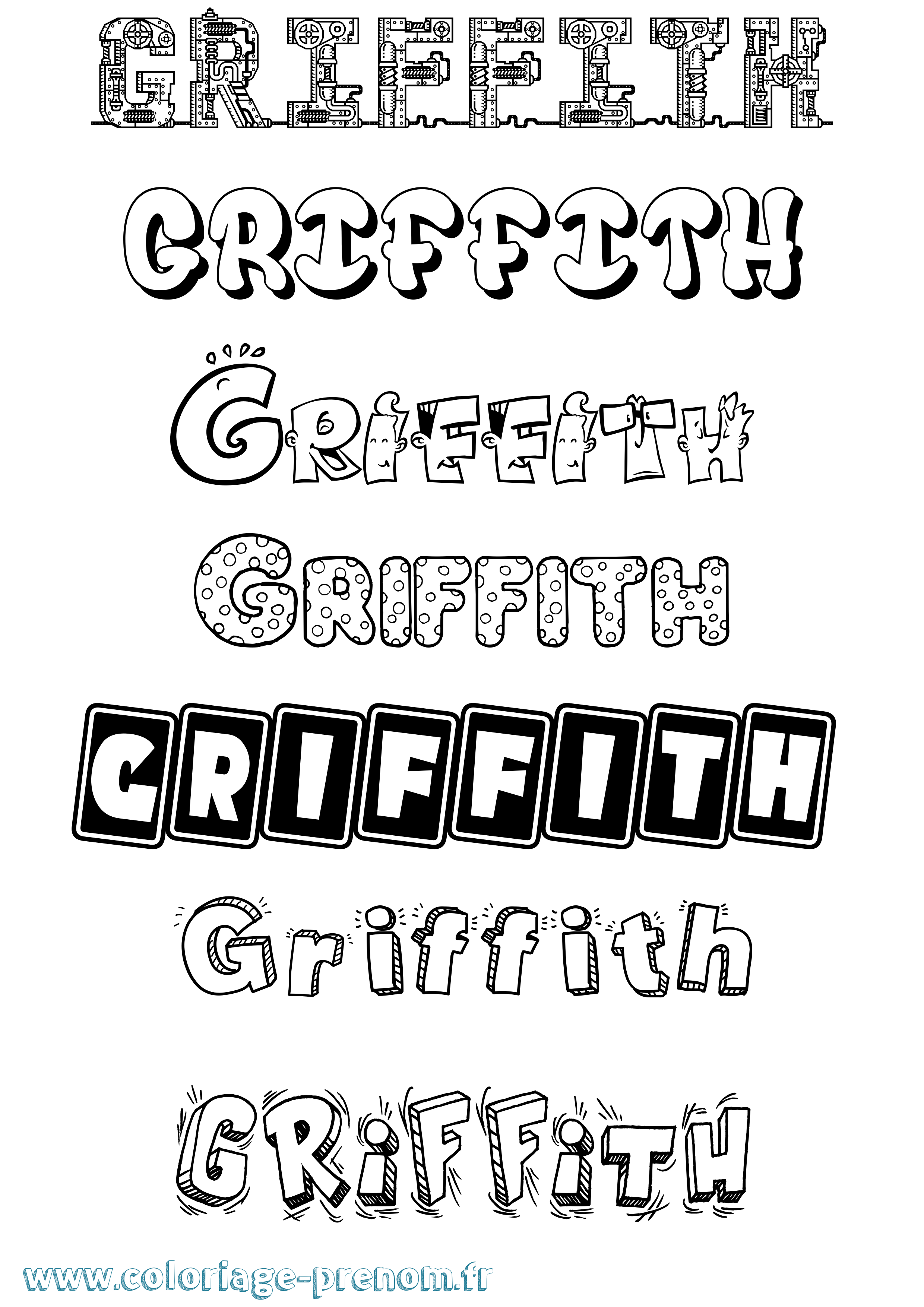 Coloriage Griffith Fun Coloriage prénom Griffith Fun
