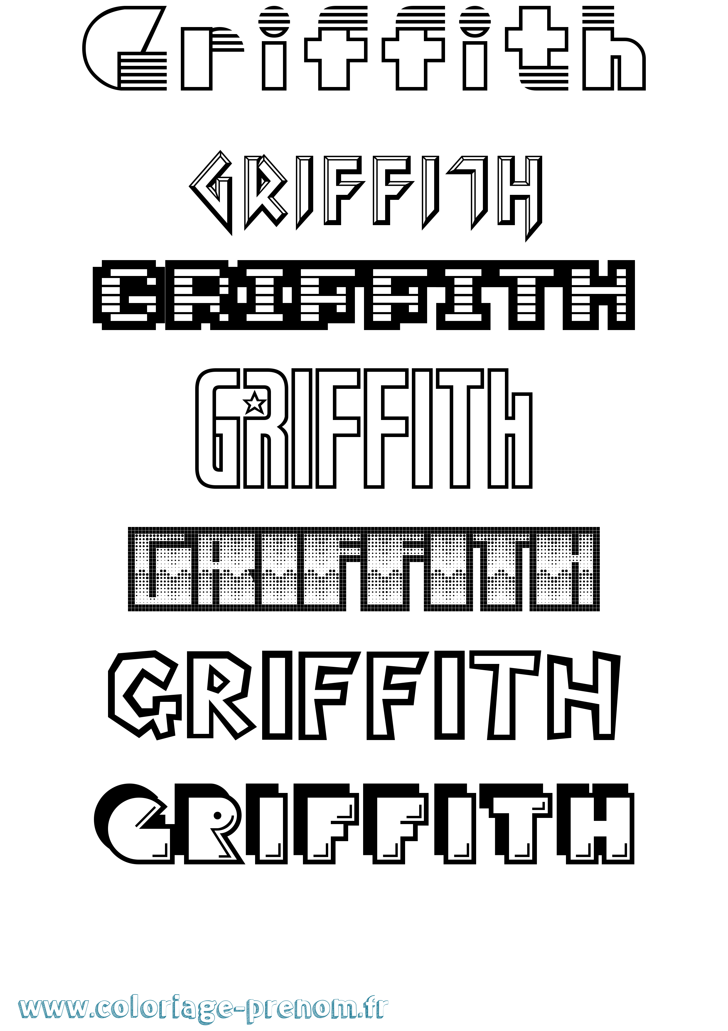 Coloriage Griffith Jeux Vidéos Coloriage prénom Griffith Jeux Vidéos