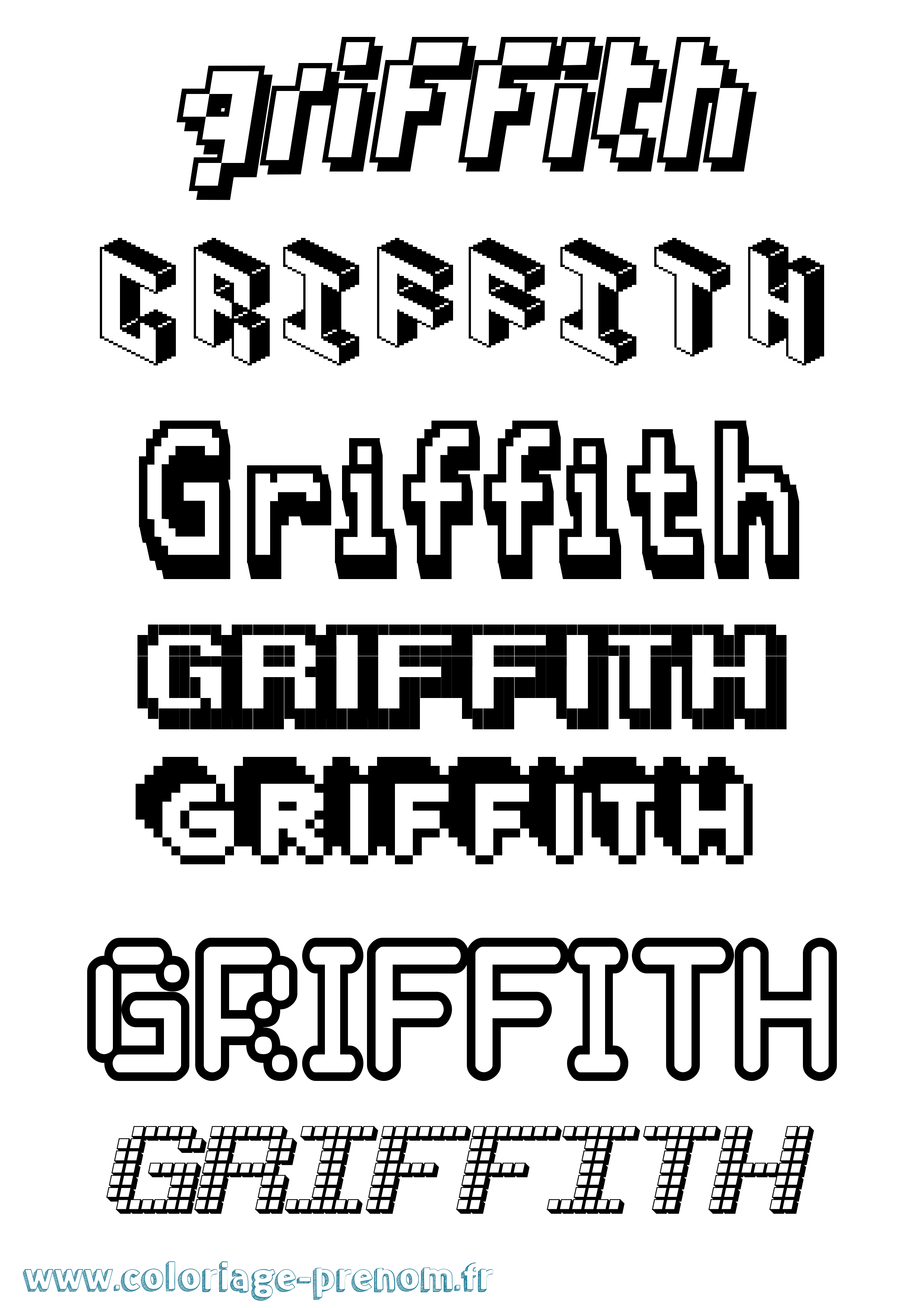 Coloriage Griffith Pixel Coloriage prénom Griffith Pixel