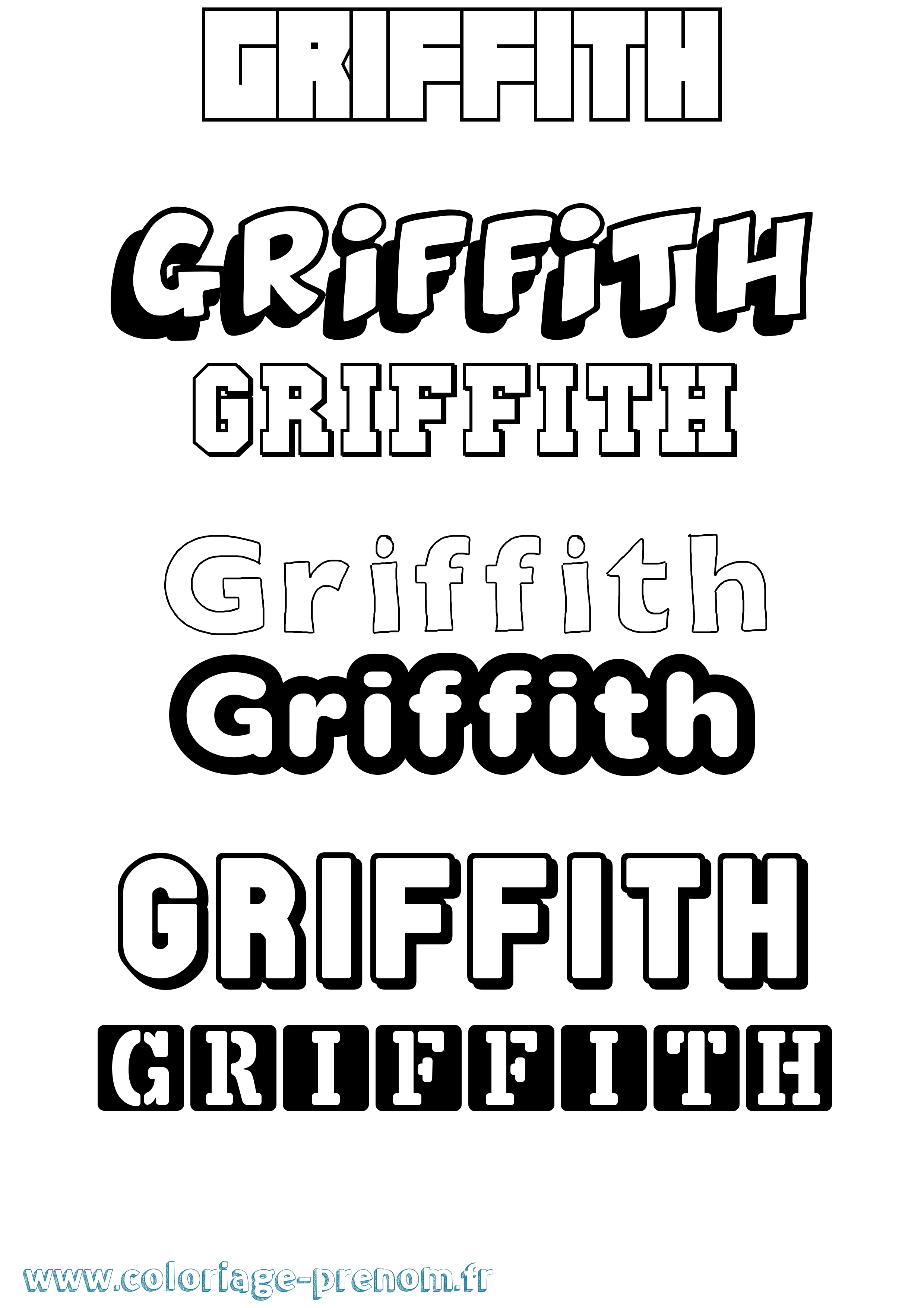 Coloriage Griffith Simple Coloriage prénom Griffith Simple