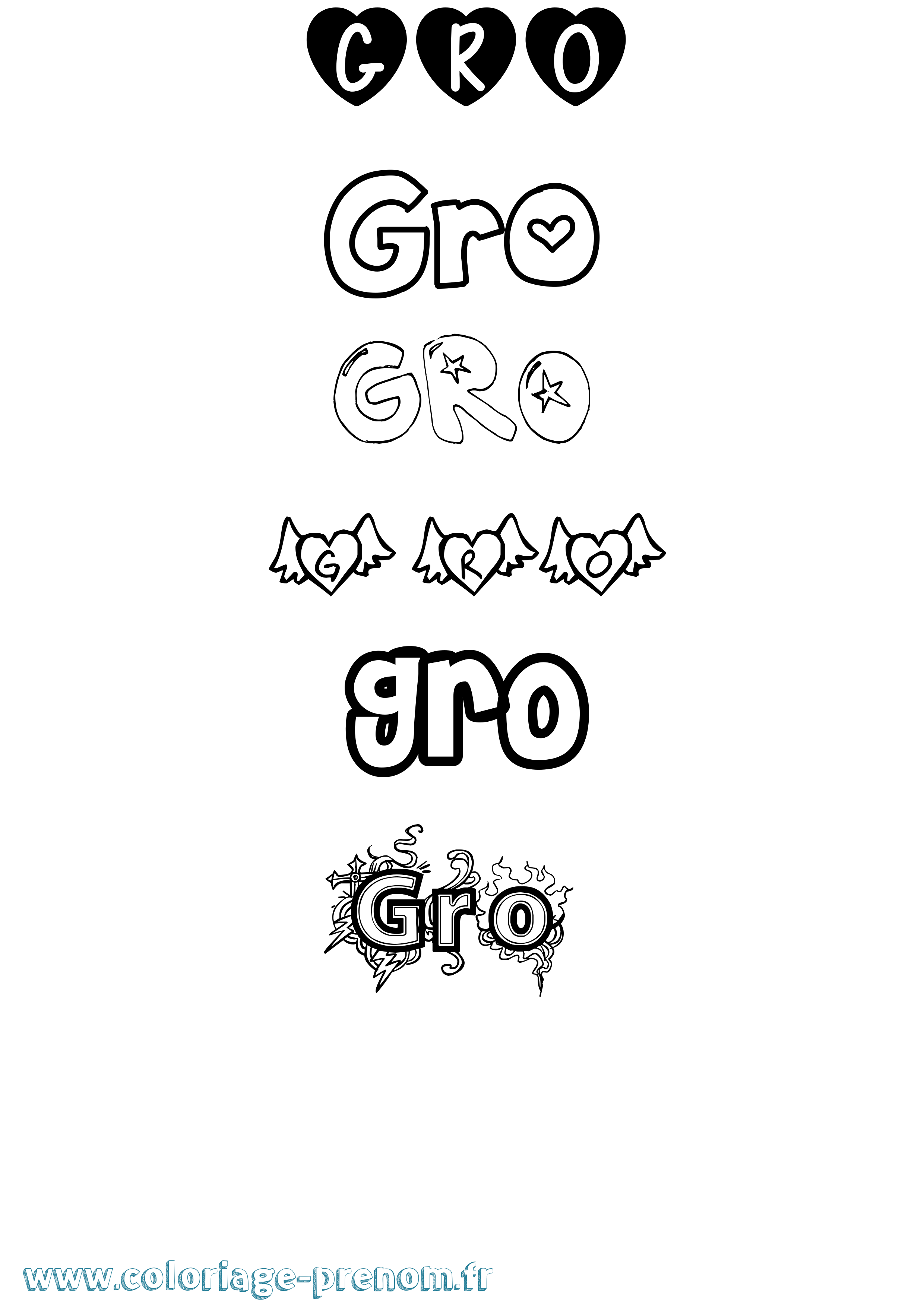 Coloriage prénom Gro Girly