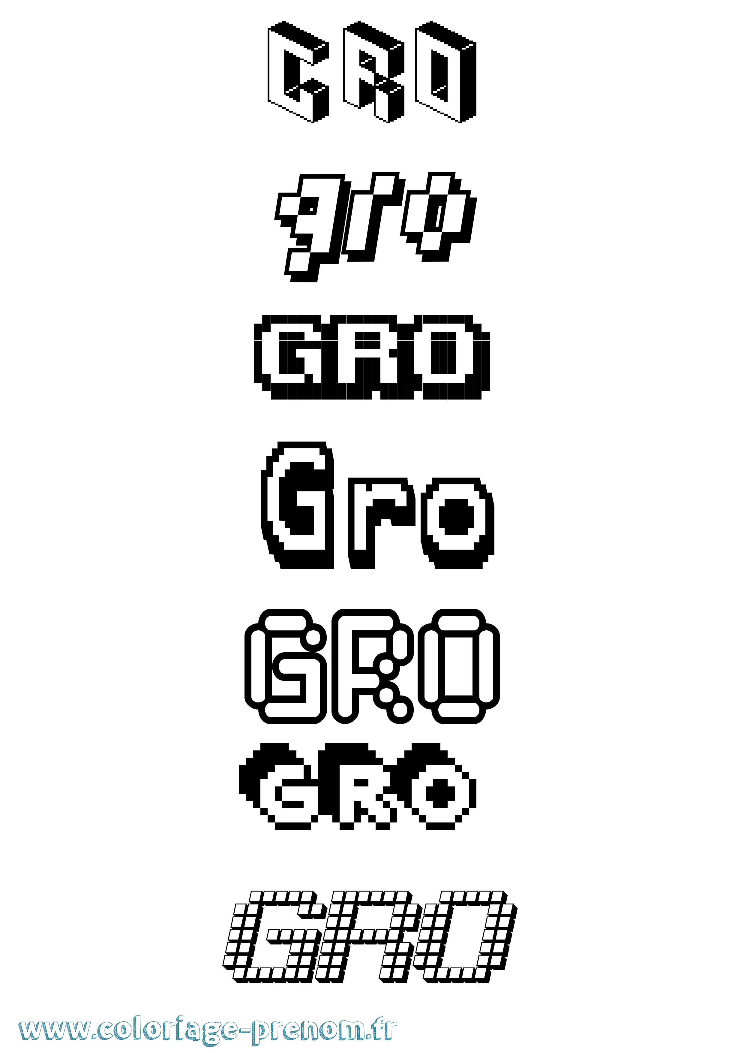 Coloriage prénom Gro Pixel