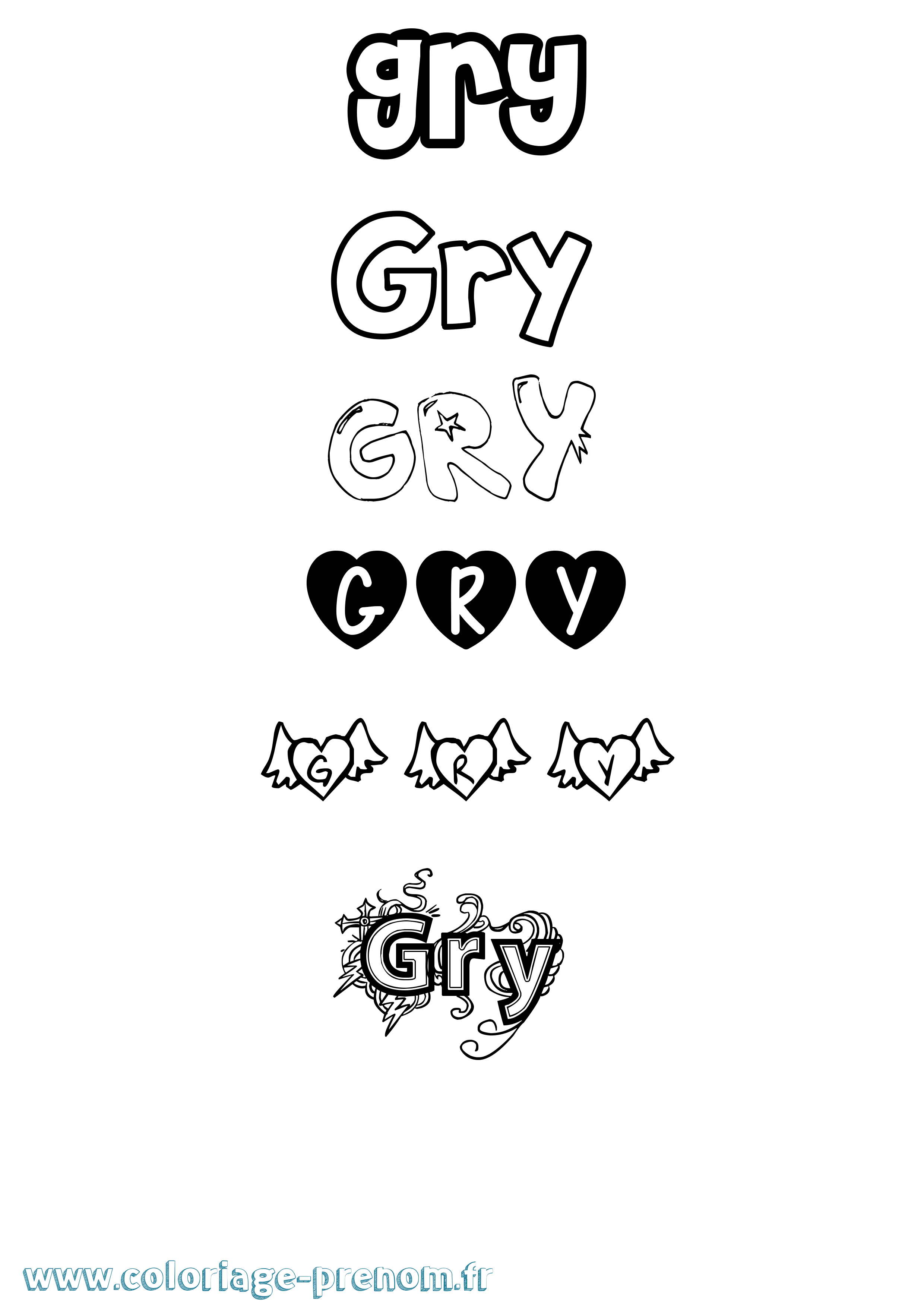 Coloriage prénom Gry Girly