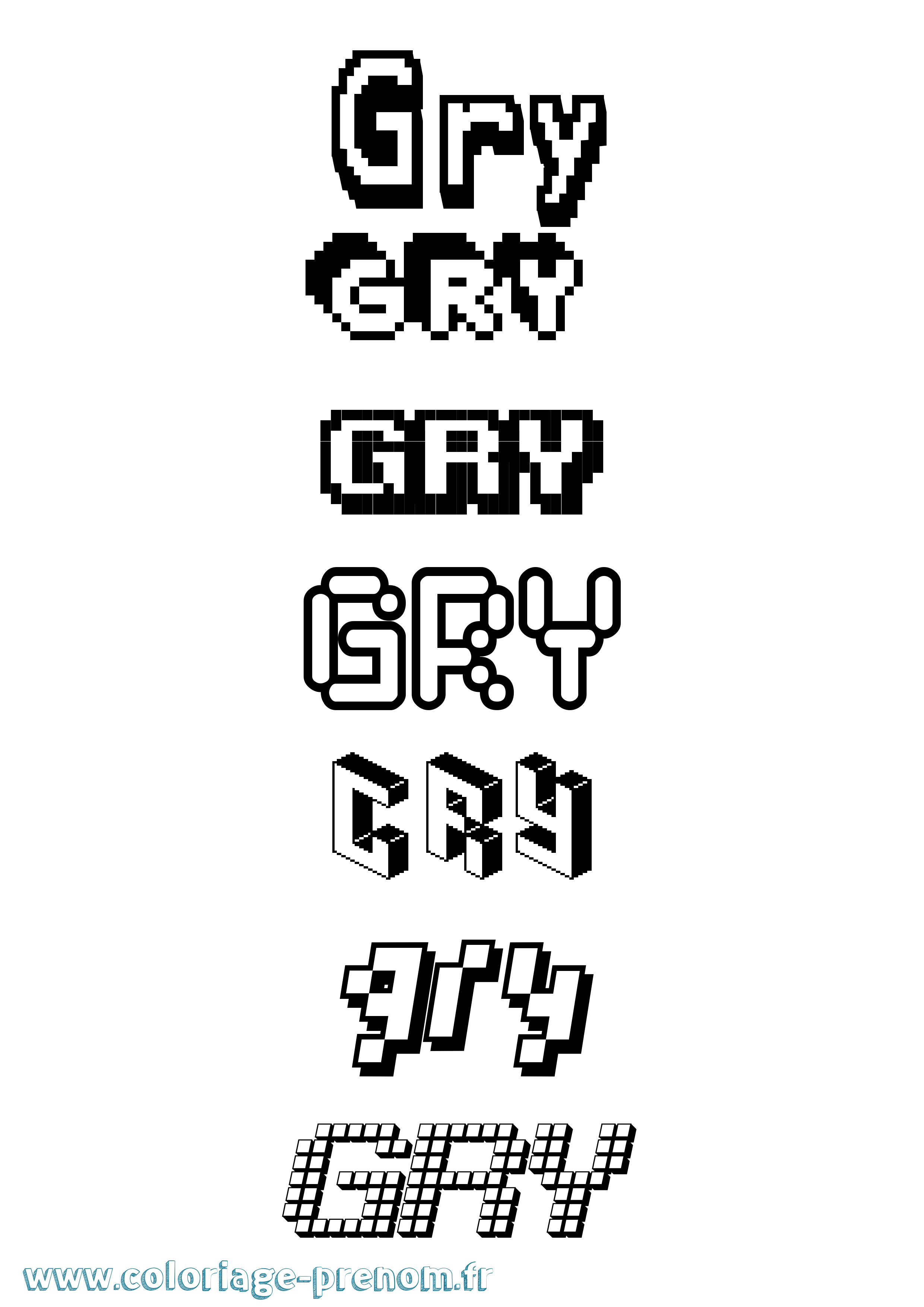 Coloriage prénom Gry Pixel