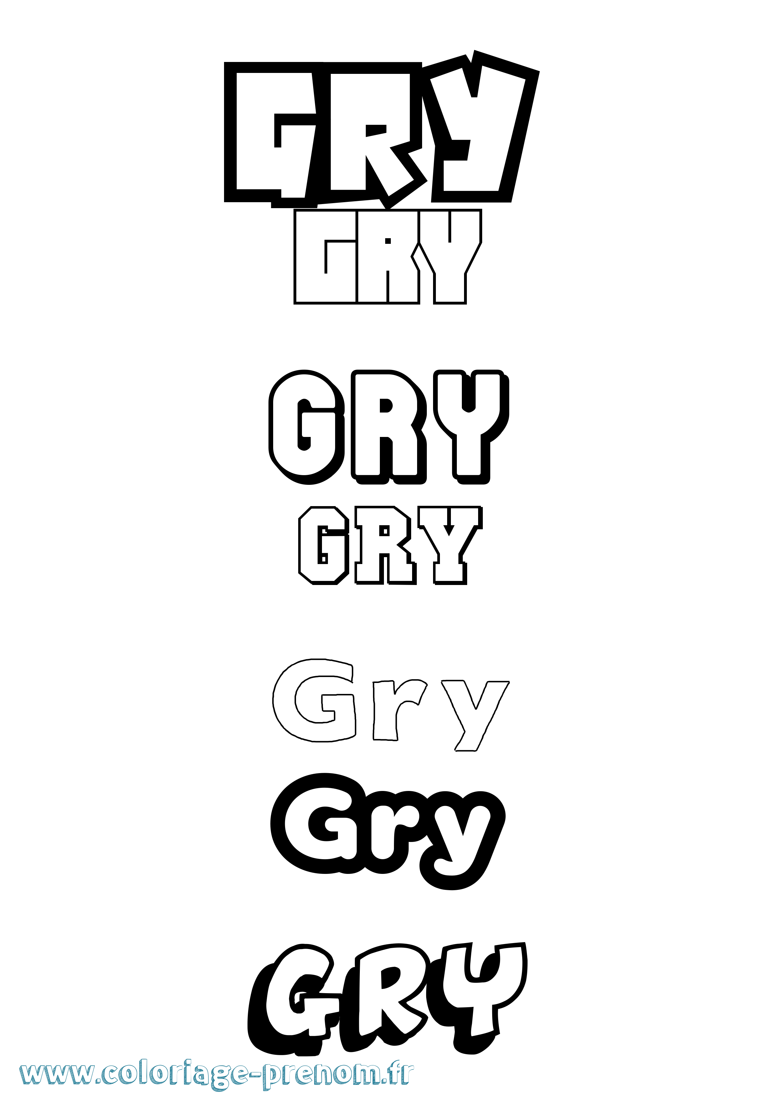 Coloriage prénom Gry Simple