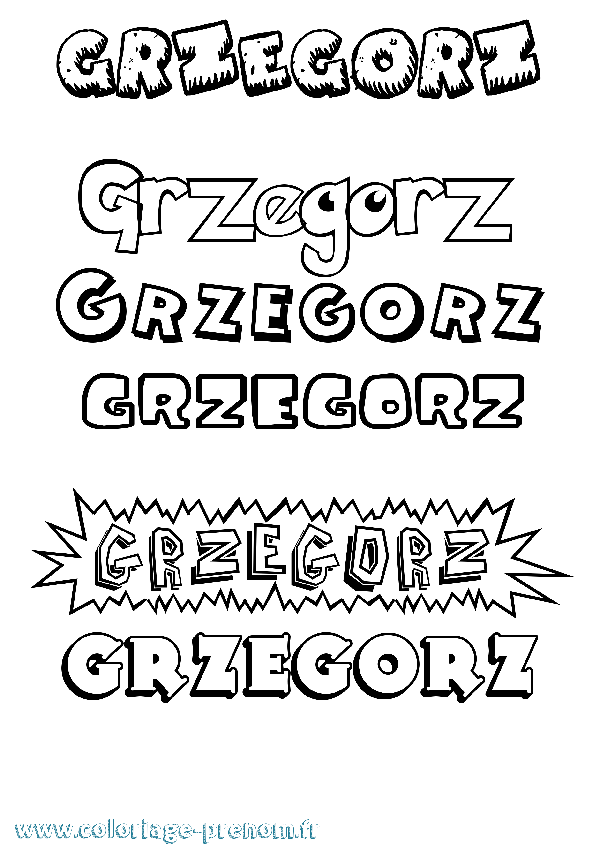 Coloriage Grzegorz Dessin Animé Coloriage prénom Grzegorz Dessin Animé