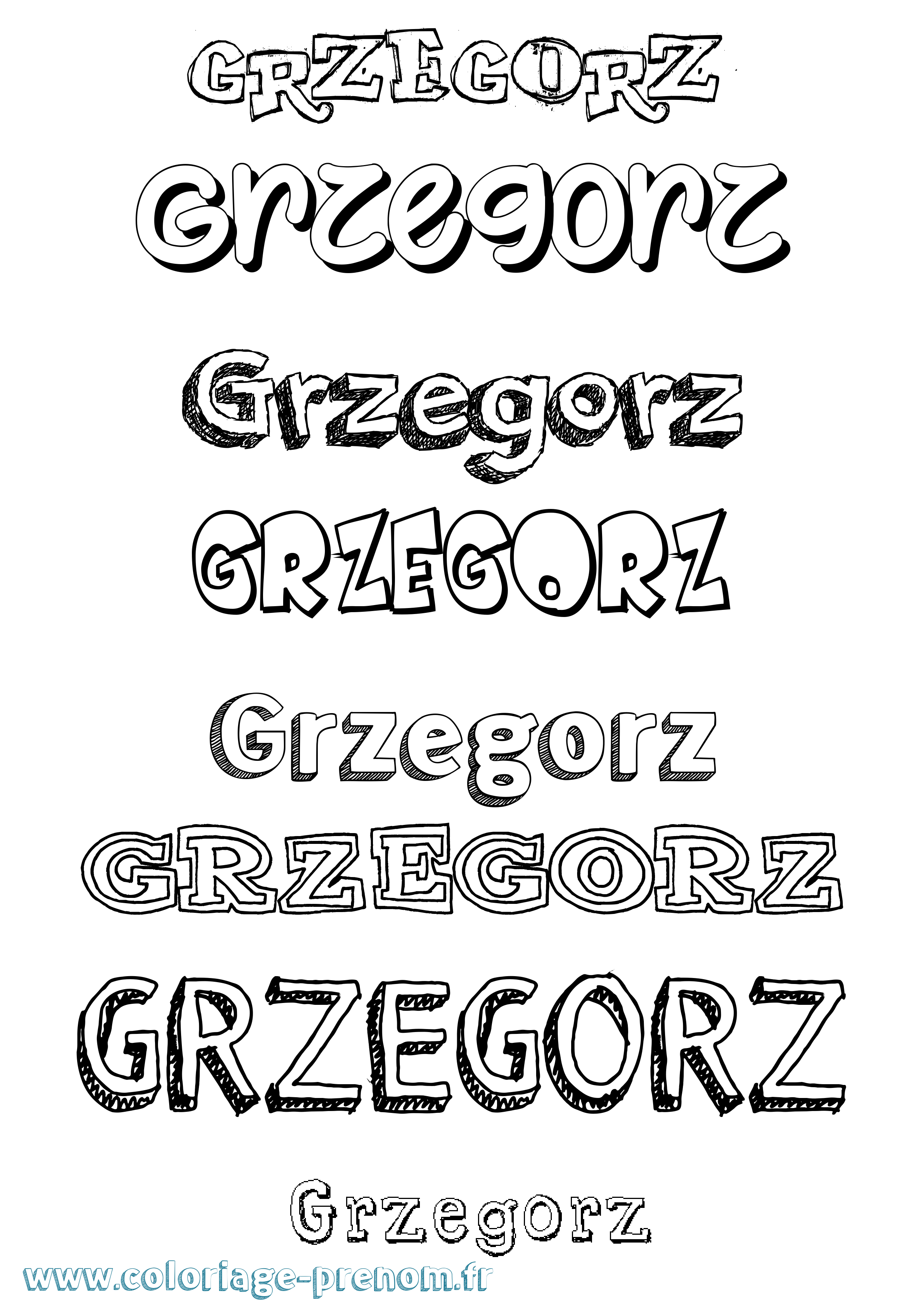Coloriage Grzegorz Dessiné Coloriage prénom Grzegorz Dessiné