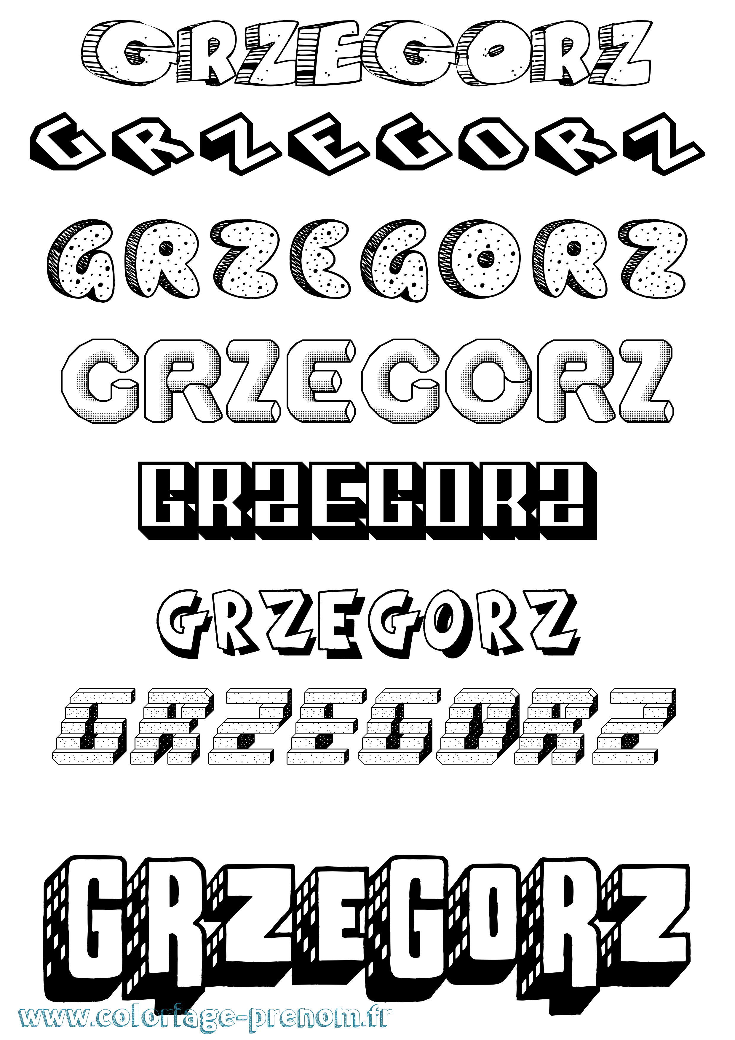 Coloriage Grzegorz Effet 3D Coloriage prénom Grzegorz Effet 3D