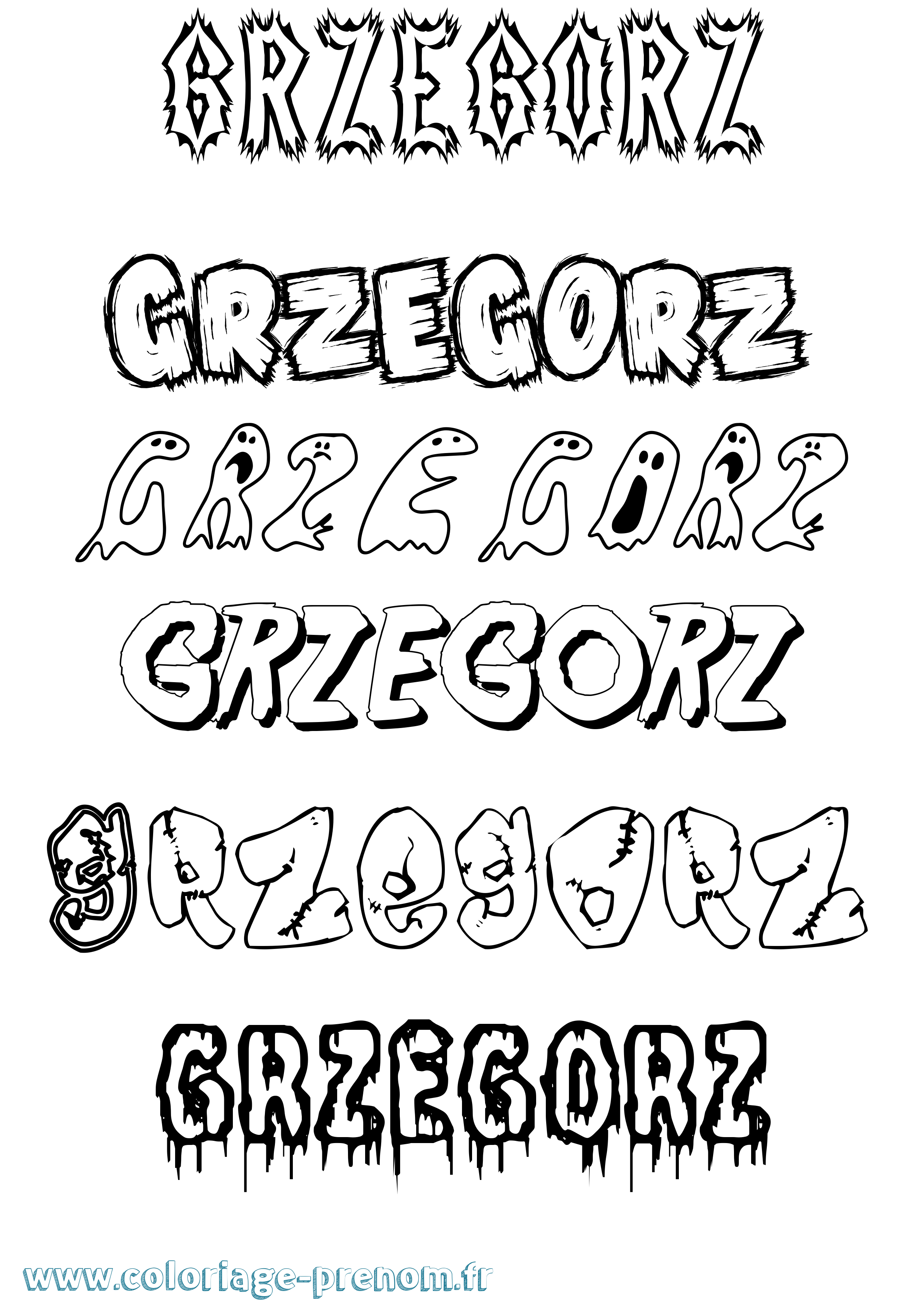 Coloriage Grzegorz Frisson Coloriage prénom Grzegorz Frisson