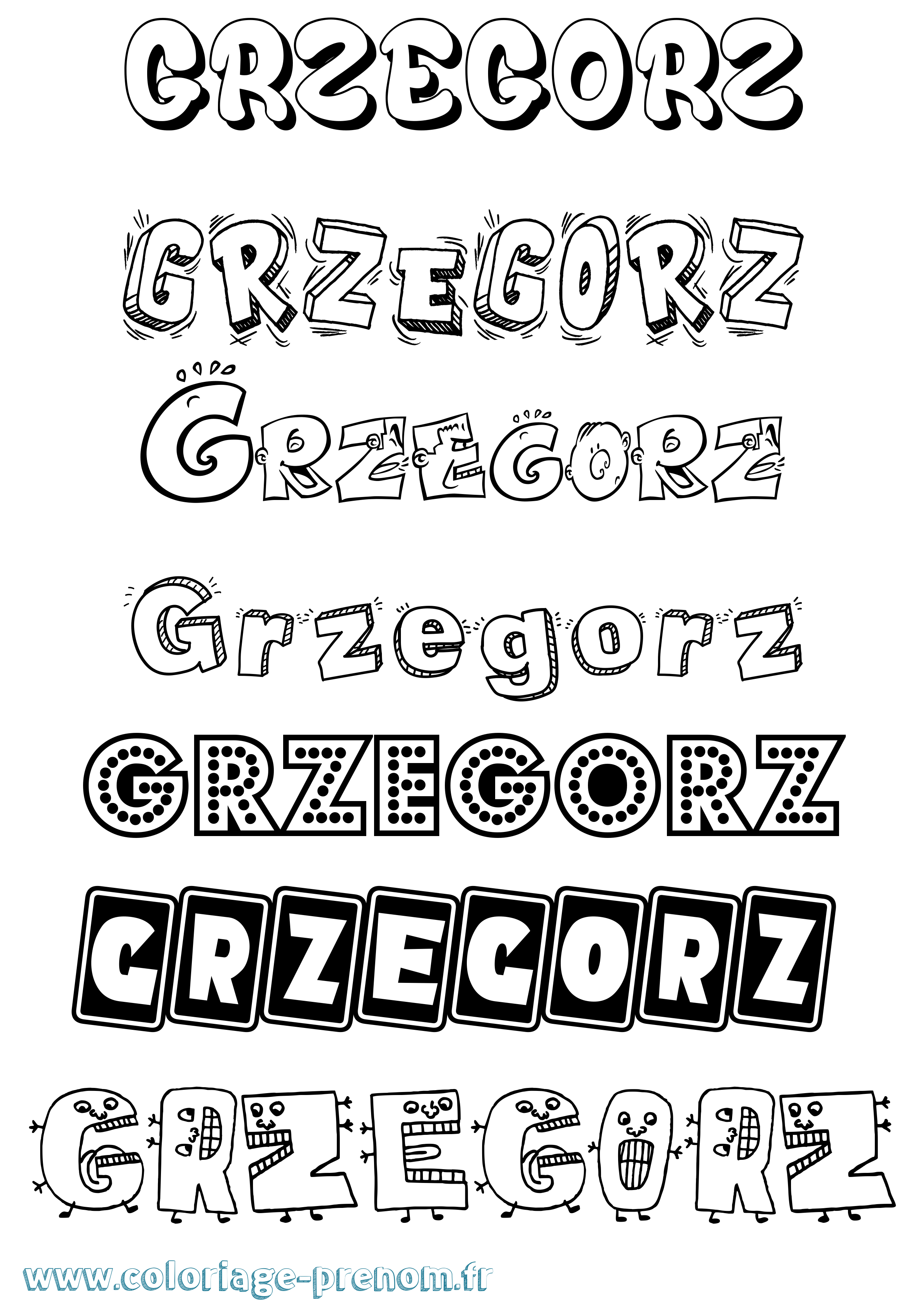 Coloriage prénom Grzegorz Fun