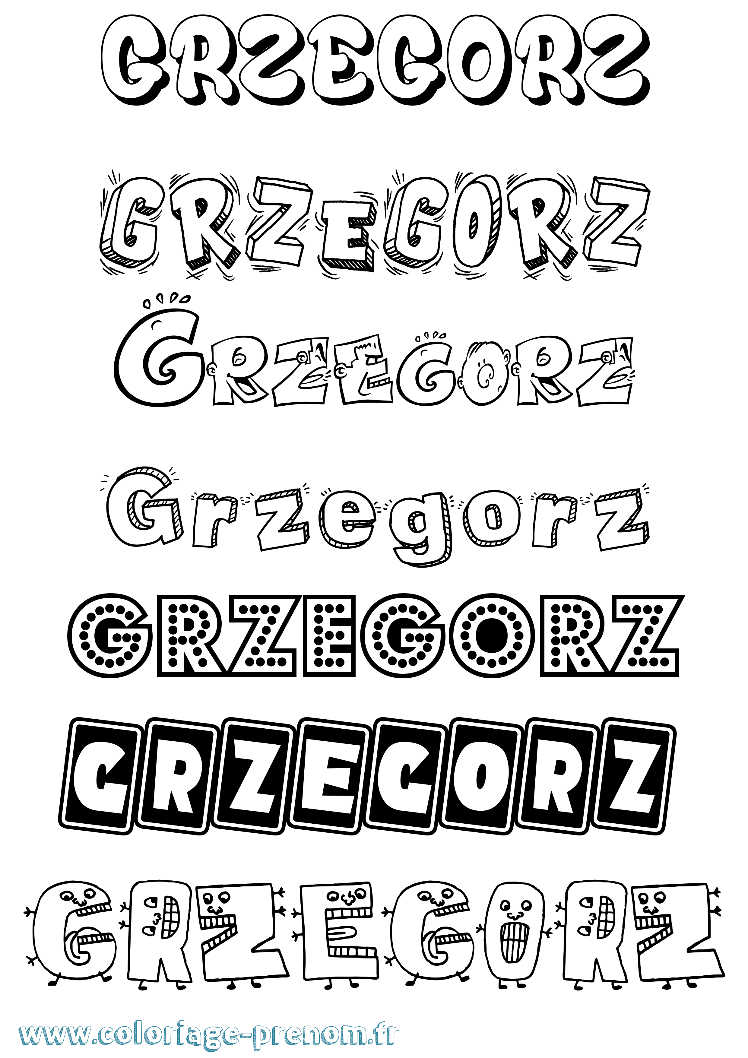 Coloriage Grzegorz Fun Coloriage prénom Grzegorz Fun