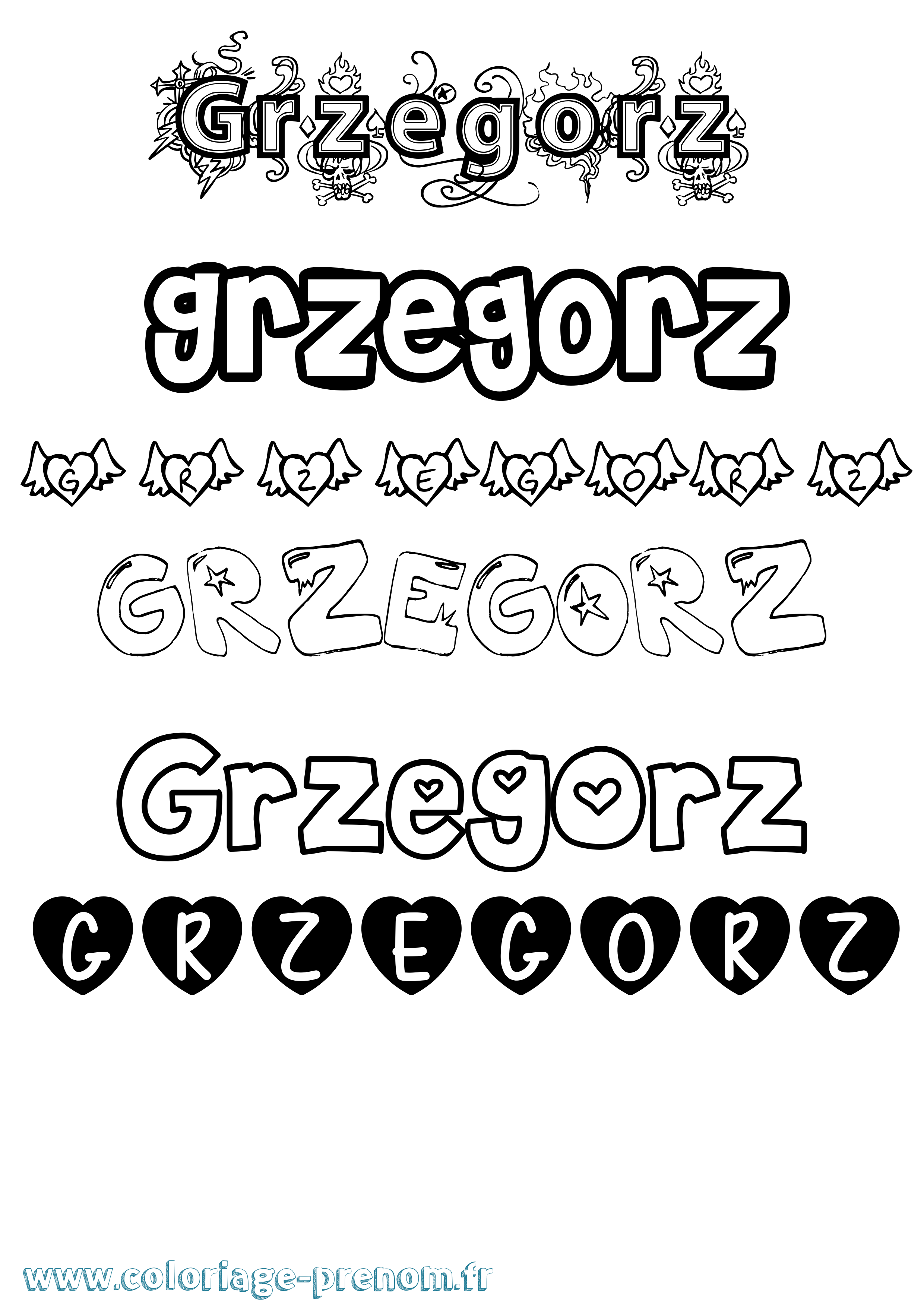 Coloriage prénom Grzegorz Girly