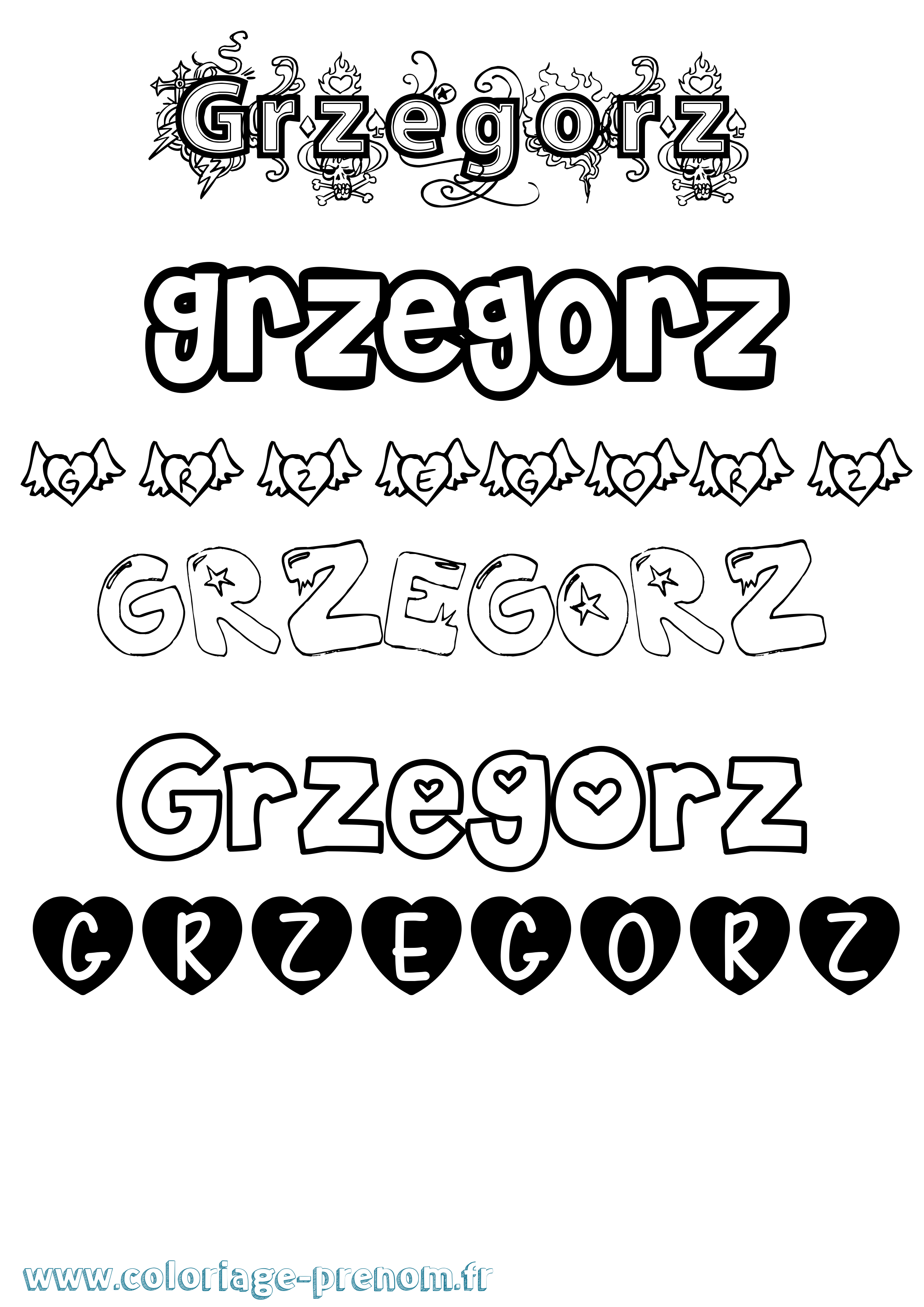 Coloriage Grzegorz Girly Coloriage prénom Grzegorz Girly