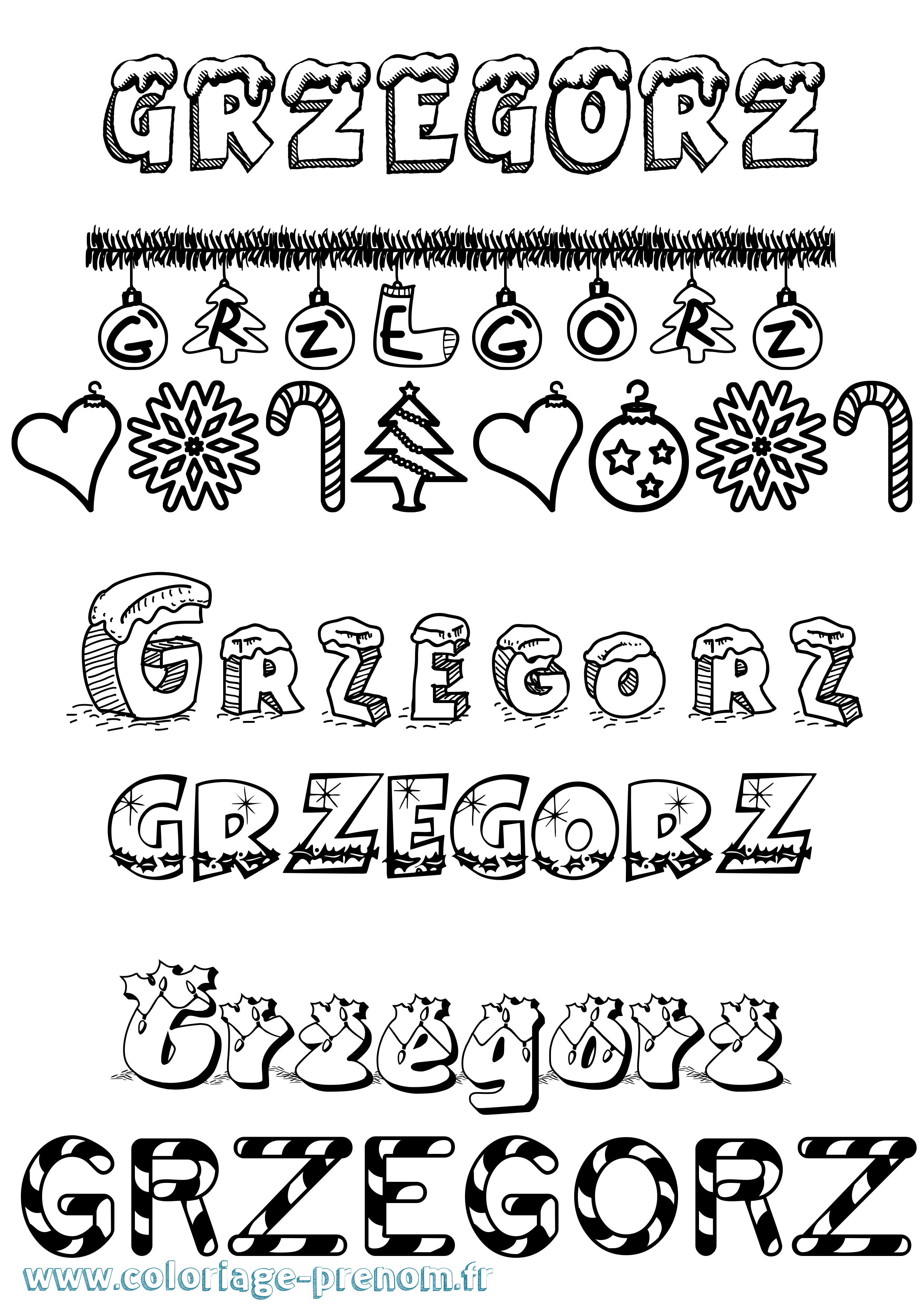 Coloriage Grzegorz Noël Coloriage prénom Grzegorz Noël