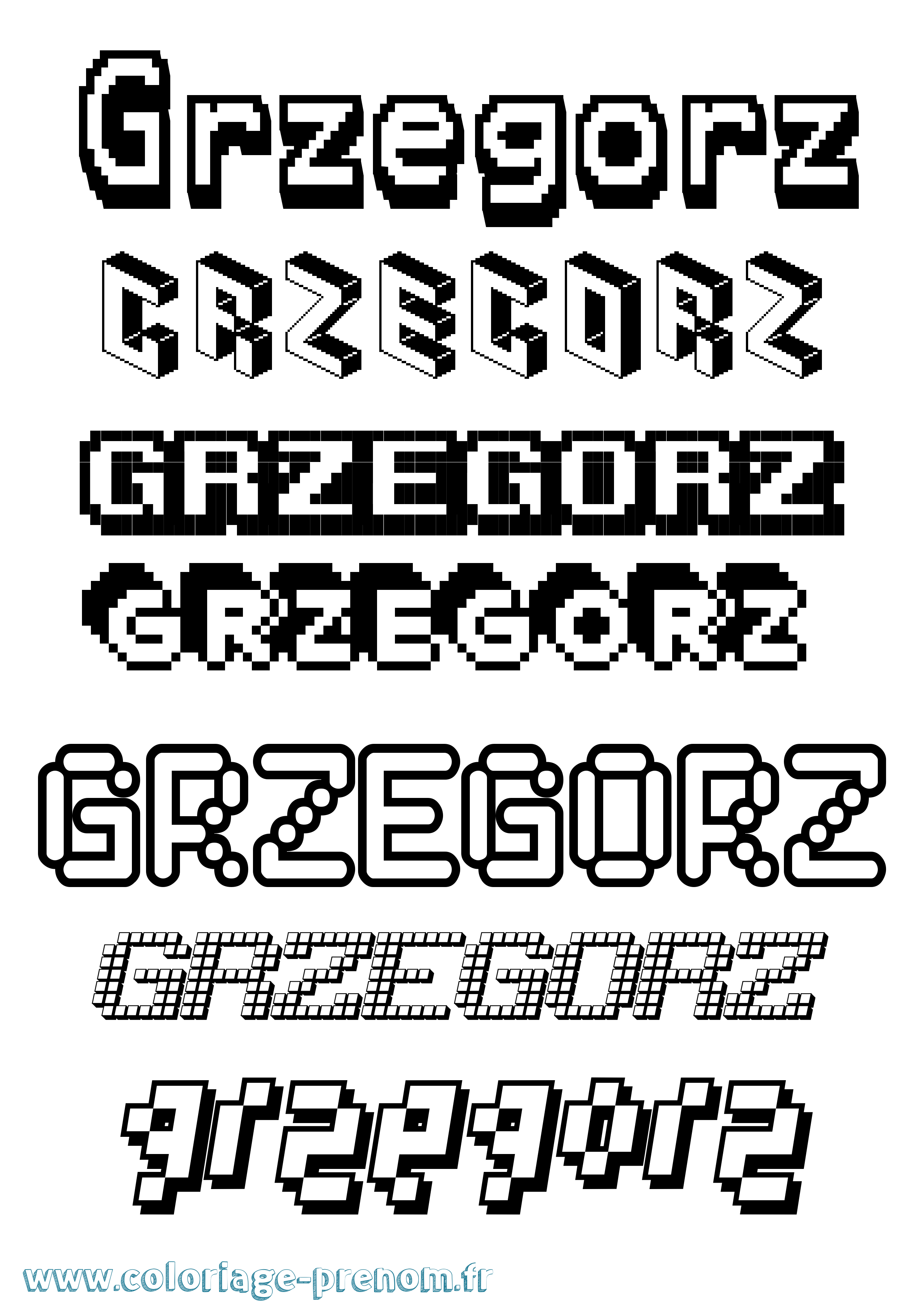 Coloriage prénom Grzegorz Pixel