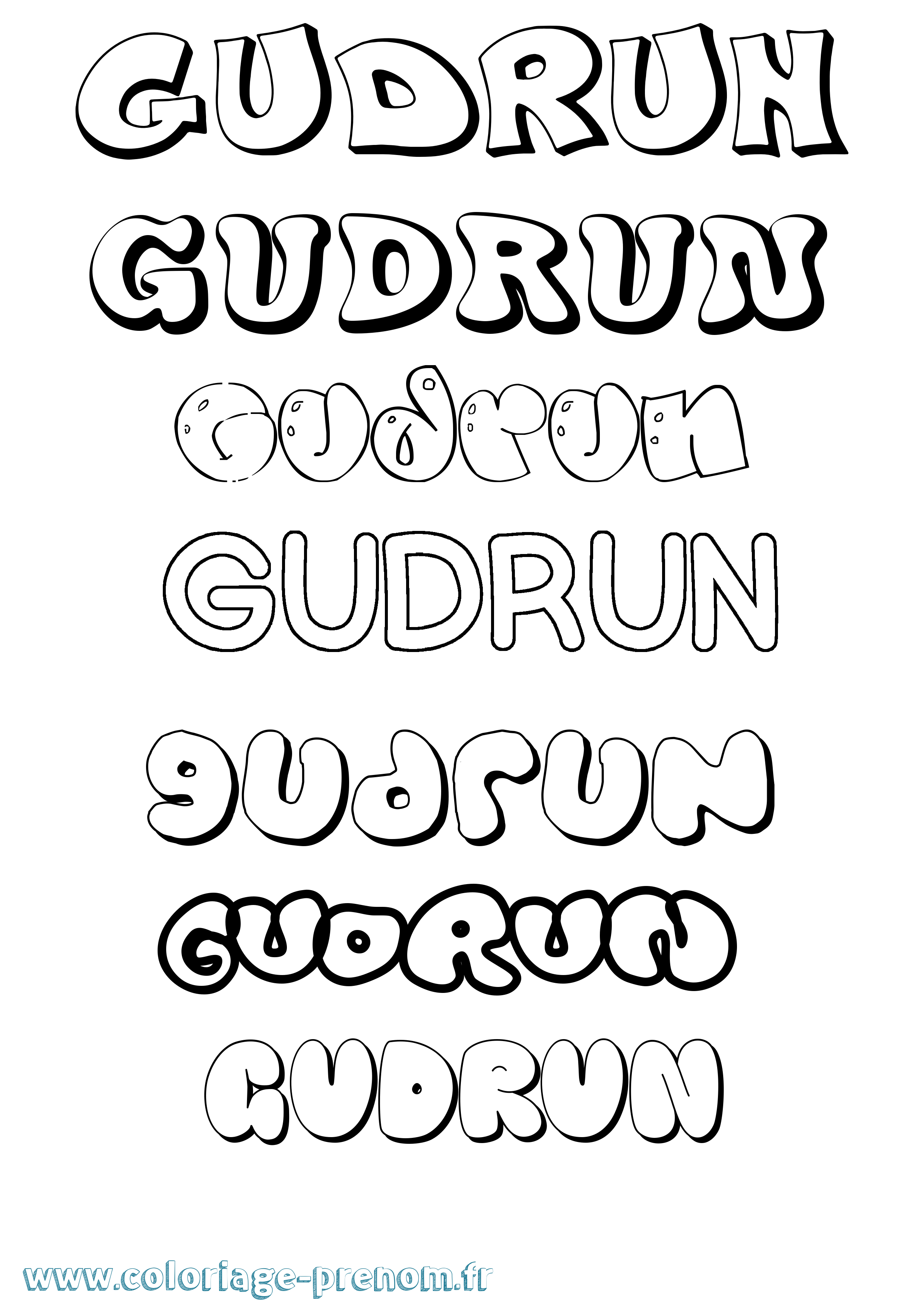 Coloriage Gudrun Bubble Coloriage prénom Gudrun Bubble