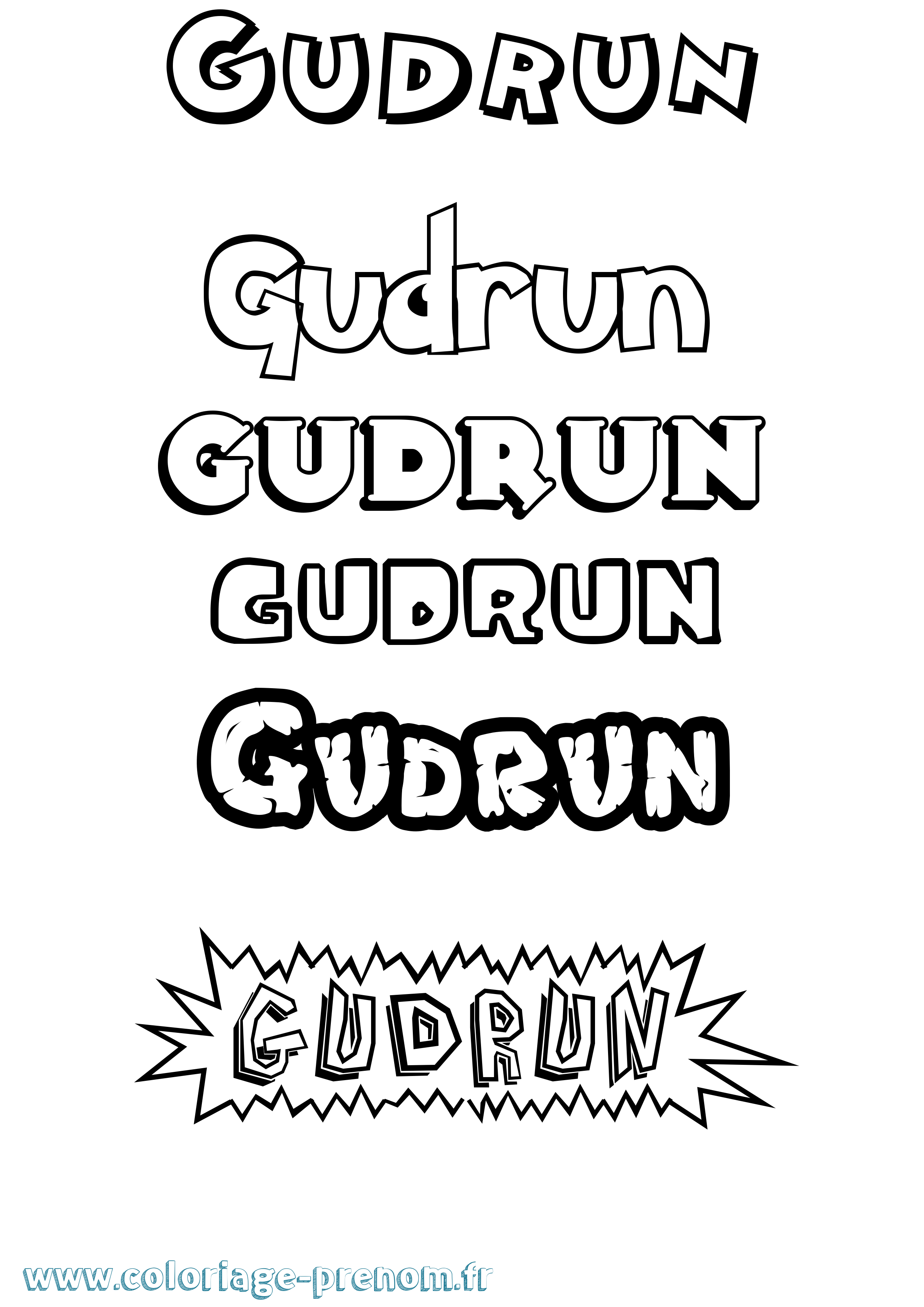 Coloriage Gudrun Dessin Animé Coloriage prénom Gudrun Dessin Animé
