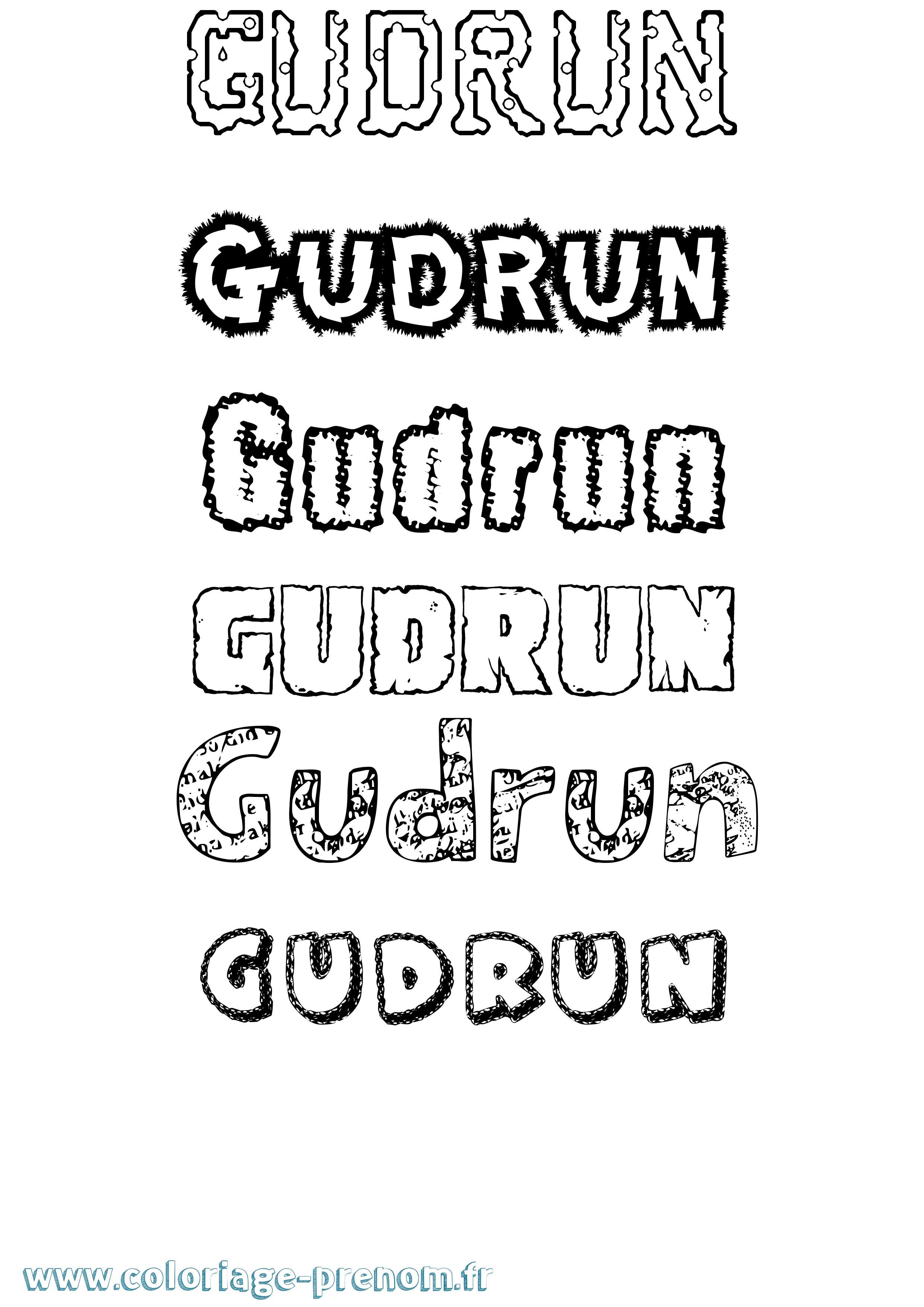 Coloriage prénom Gudrun Destructuré
