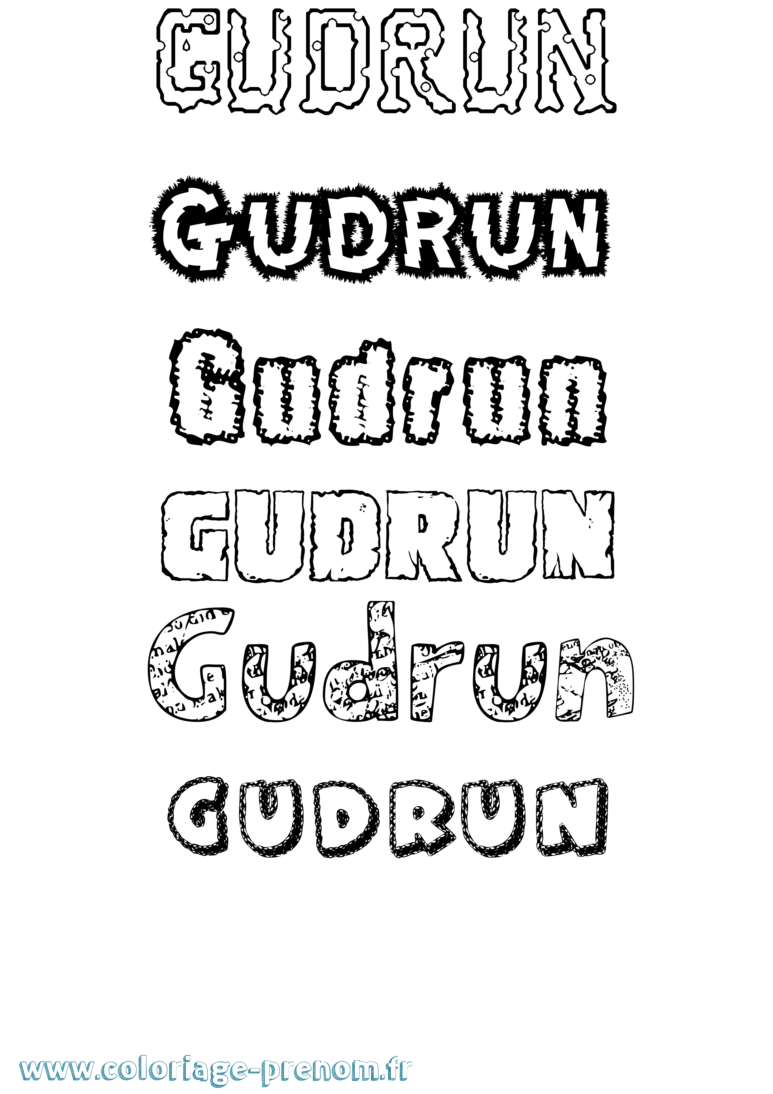 Coloriage Gudrun Destructuré Coloriage prénom Gudrun Destructuré
