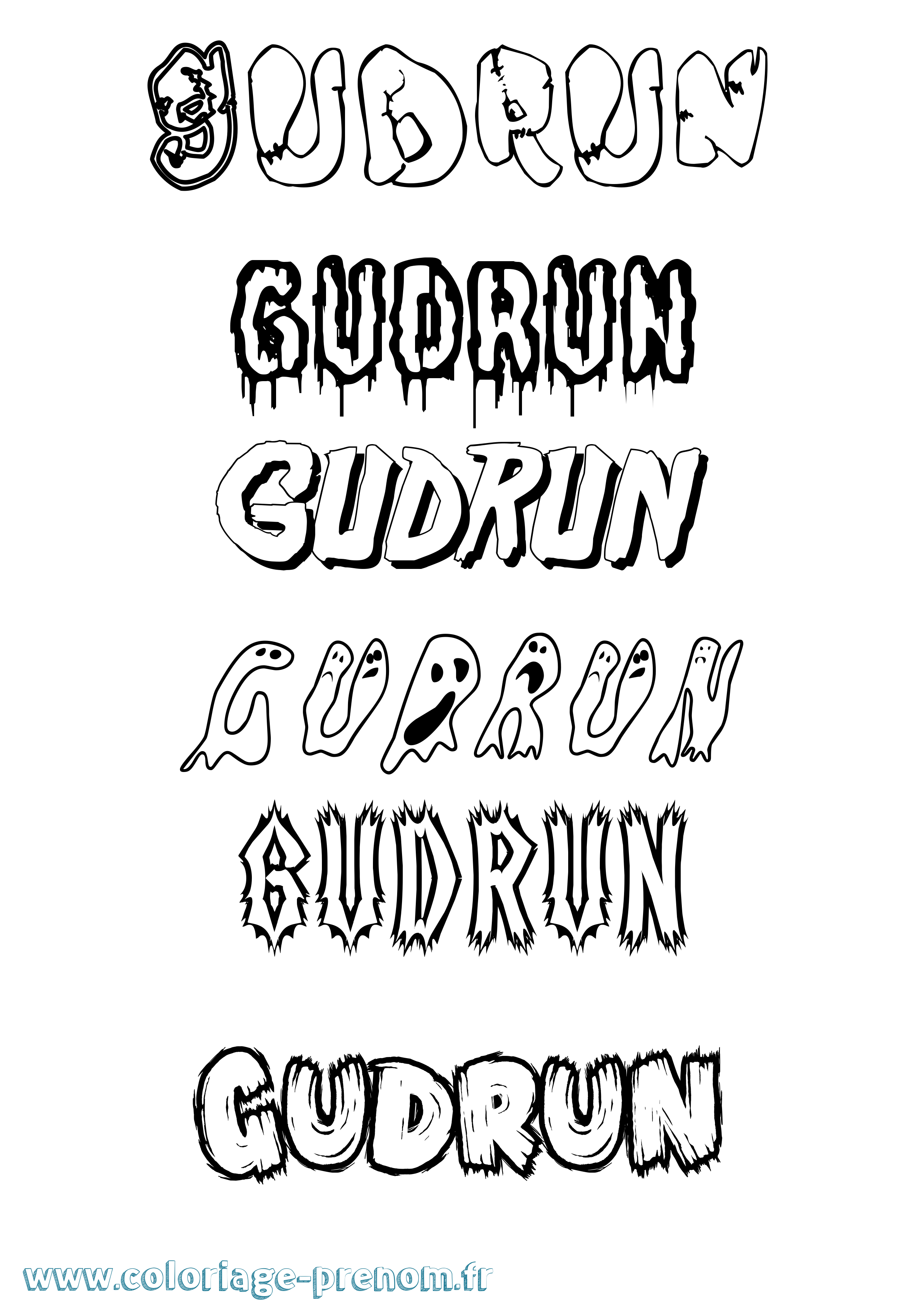 Coloriage prénom Gudrun Frisson