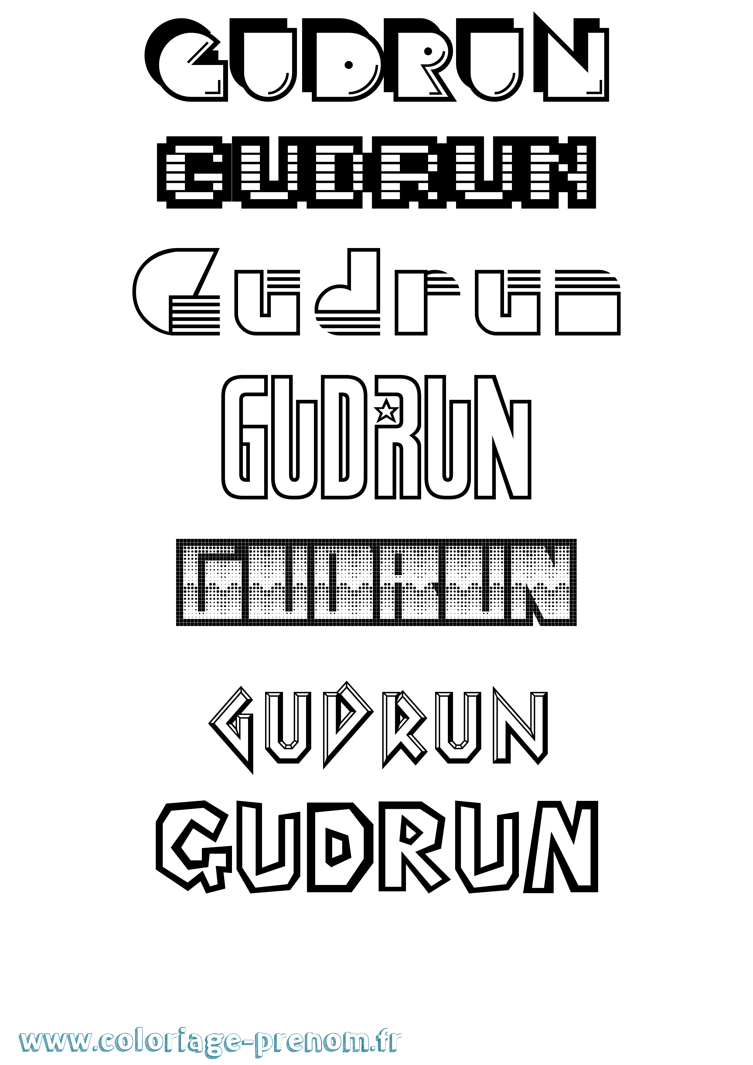 Coloriage Gudrun Jeux Vidéos Coloriage prénom Gudrun Jeux Vidéos