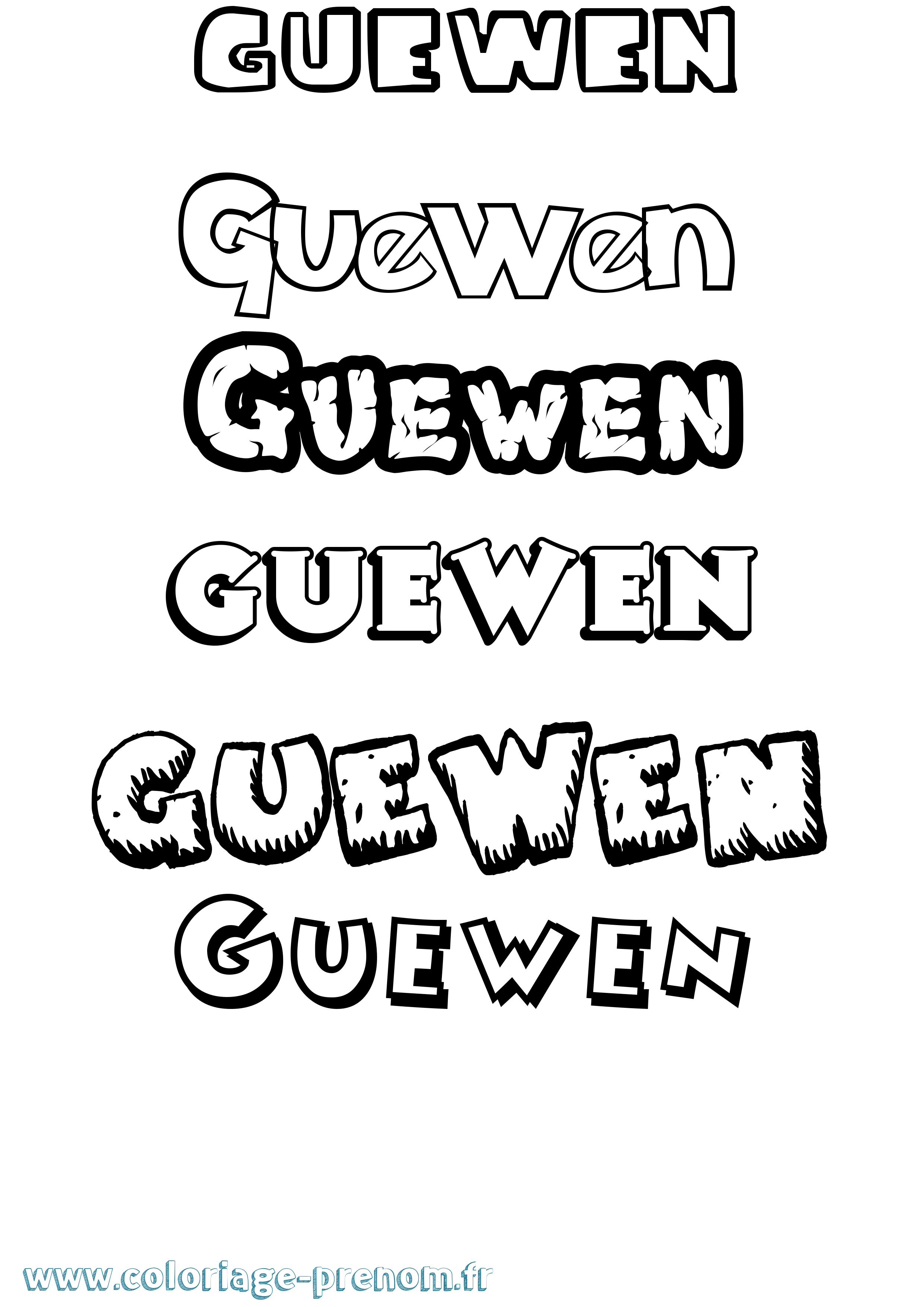Coloriage prénom Guewen Dessin Animé