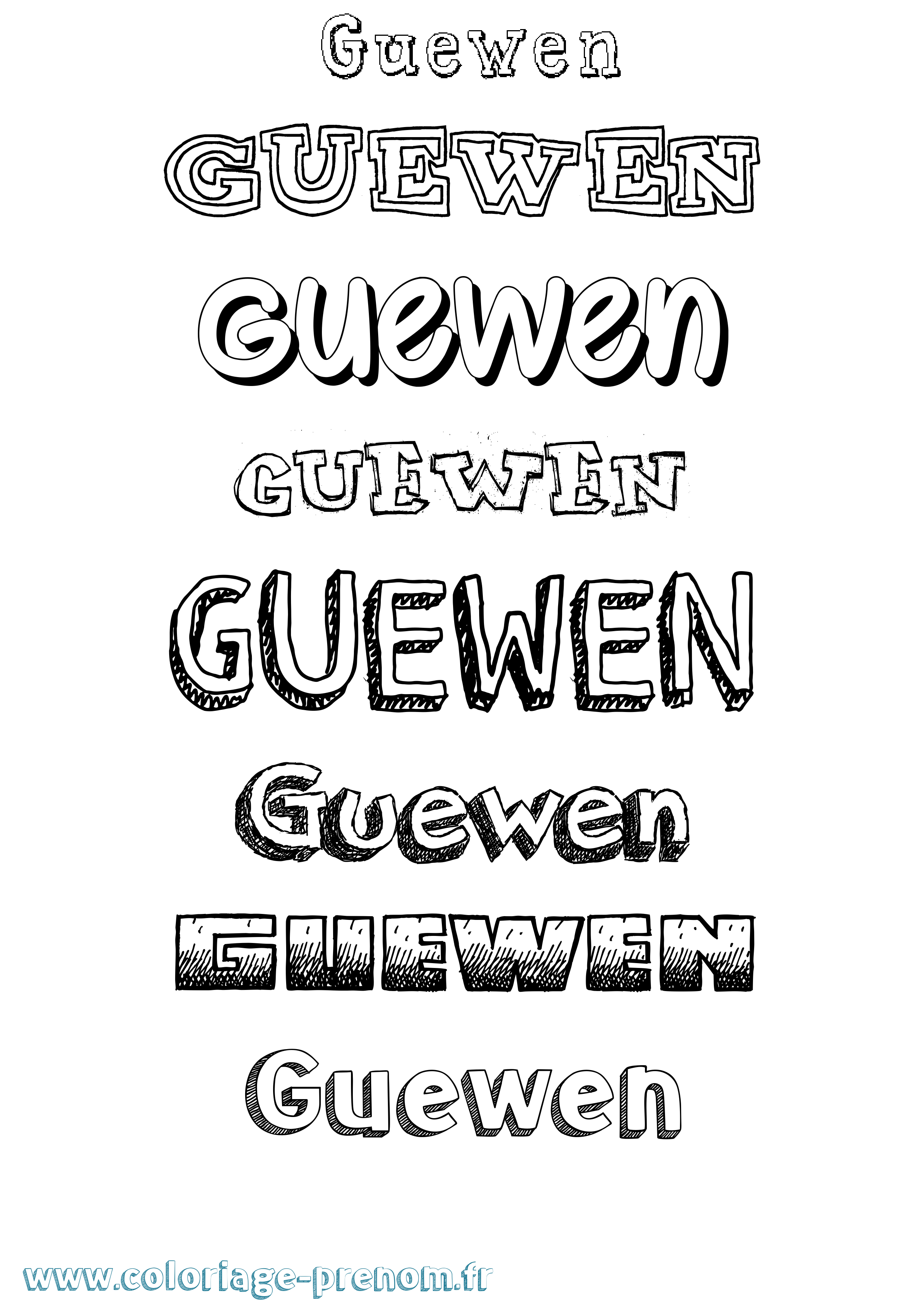 Coloriage Guewen Dessiné Coloriage prénom Guewen Dessiné