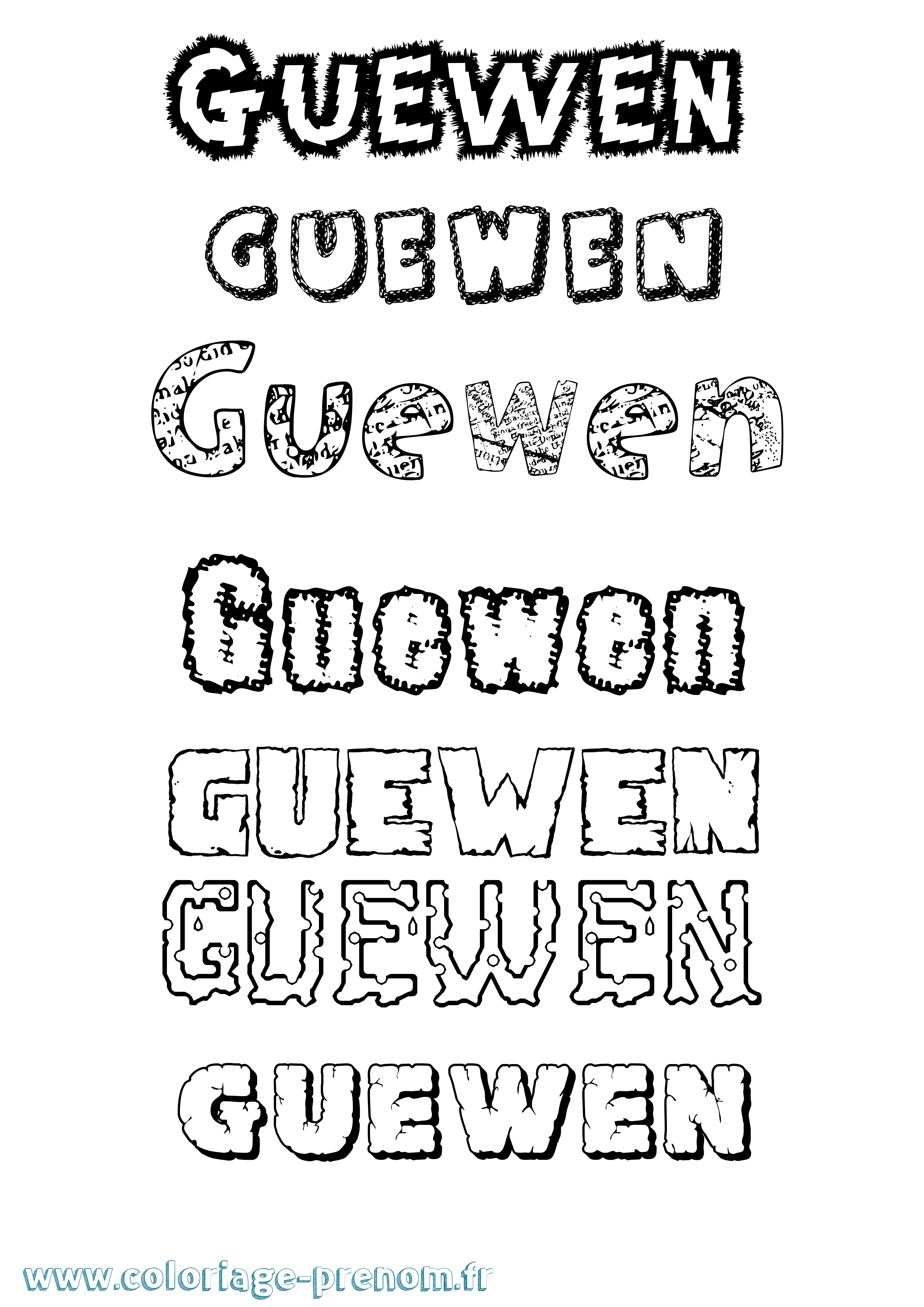Coloriage Guewen Destructuré Coloriage prénom Guewen Destructuré