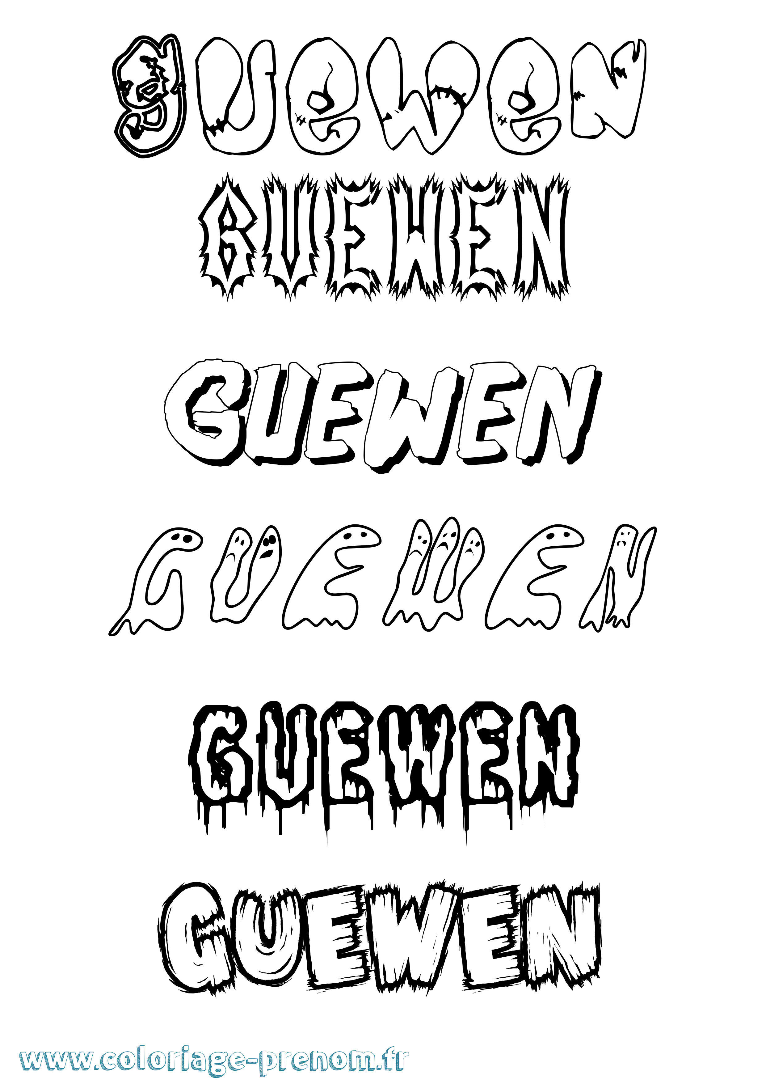 Coloriage Guewen Frisson Coloriage prénom Guewen Frisson