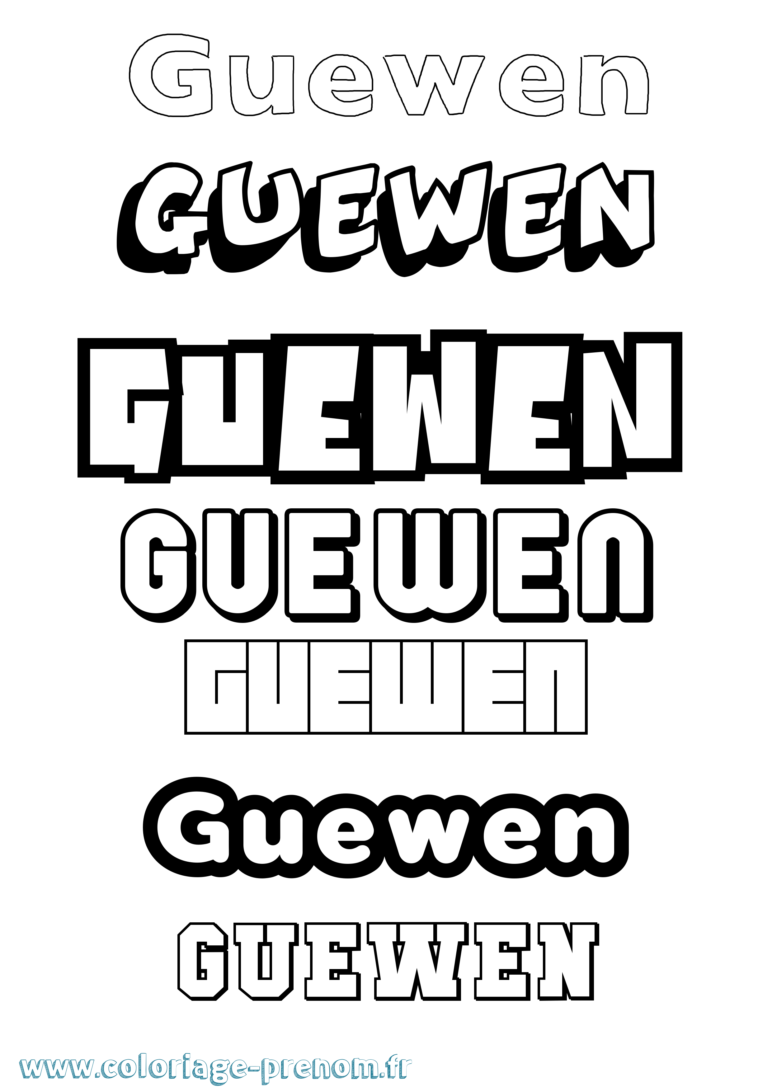 Coloriage prénom Guewen Simple
