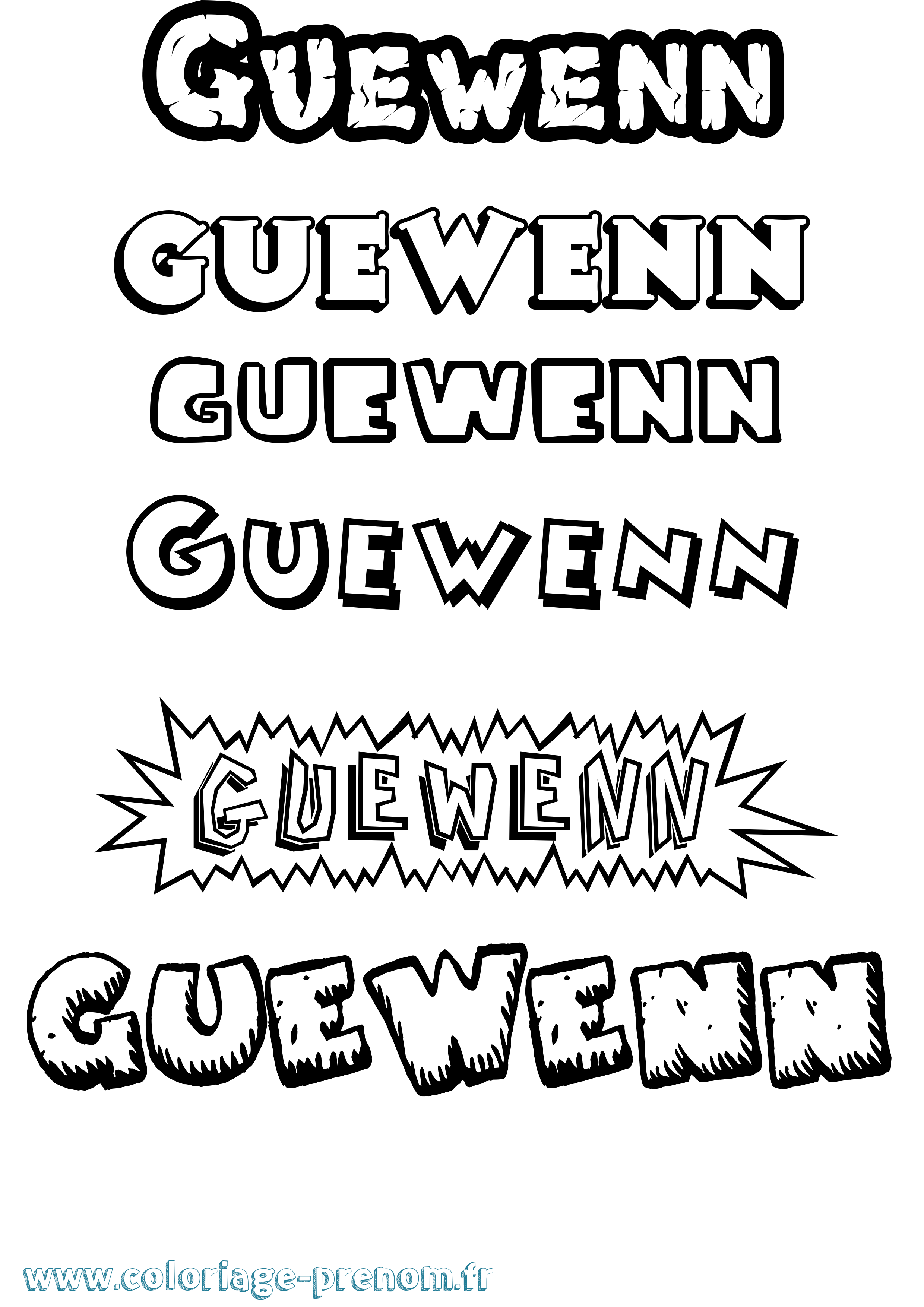Coloriage Guewenn Dessin Animé Coloriage prénom Guewenn Dessin Animé
