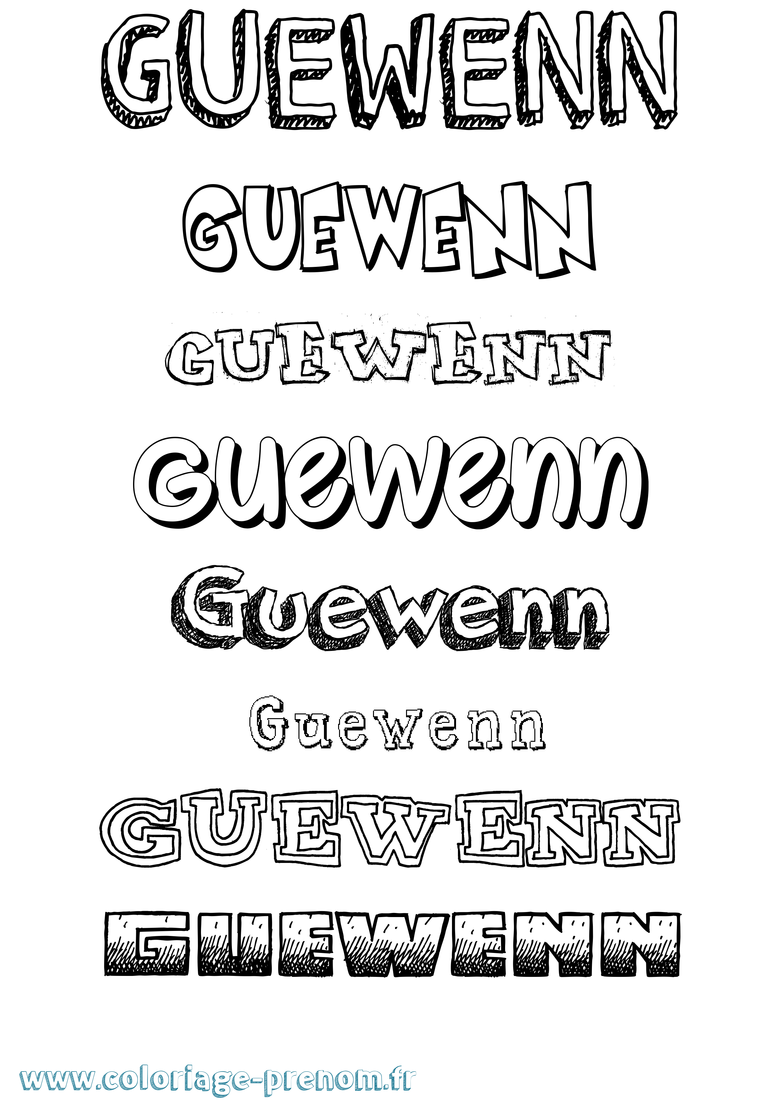 Coloriage Guewenn Dessiné Coloriage prénom Guewenn Dessiné
