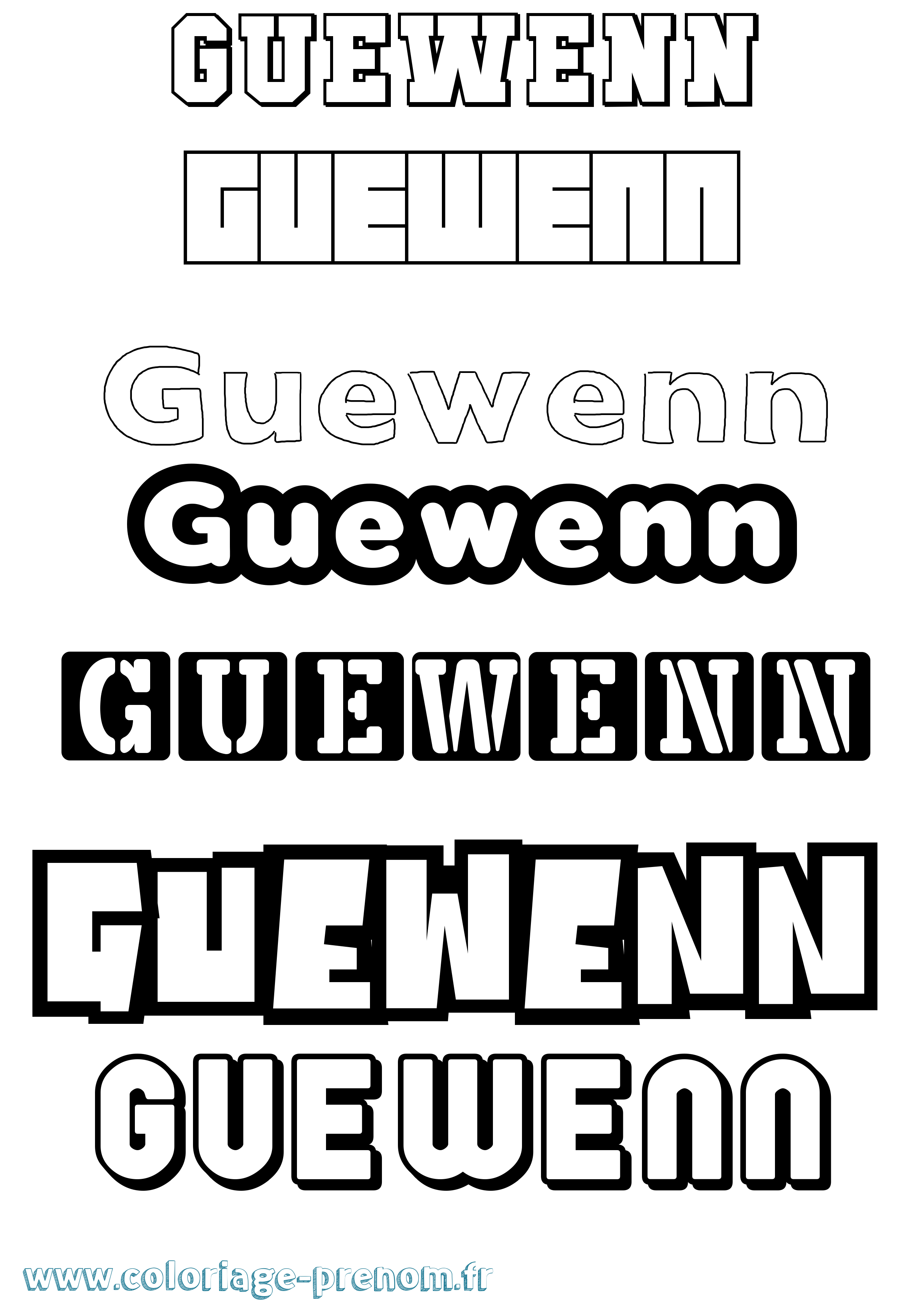 Coloriage Guewenn Simple Coloriage prénom Guewenn Simple