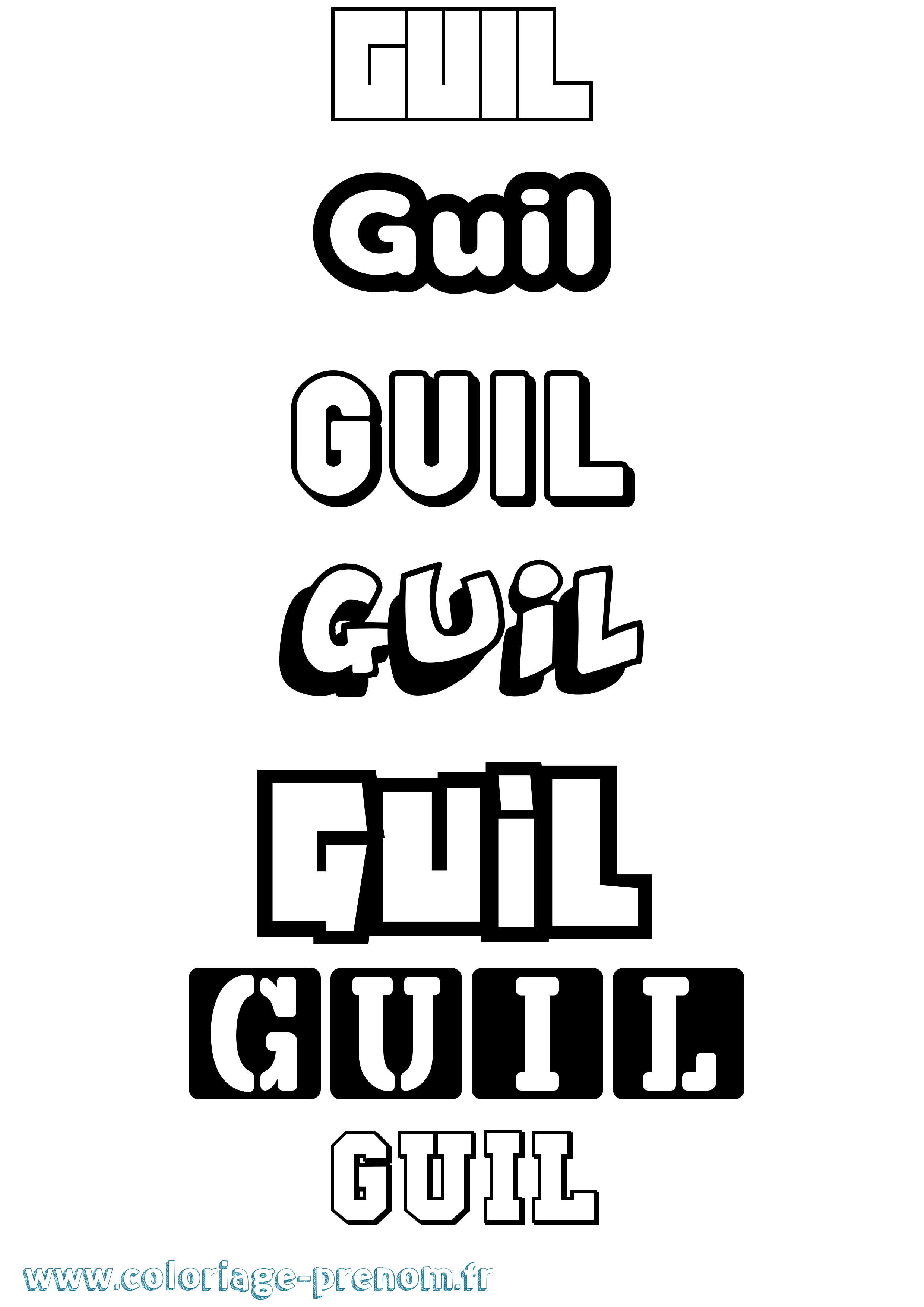 Coloriage prénom Guil Simple