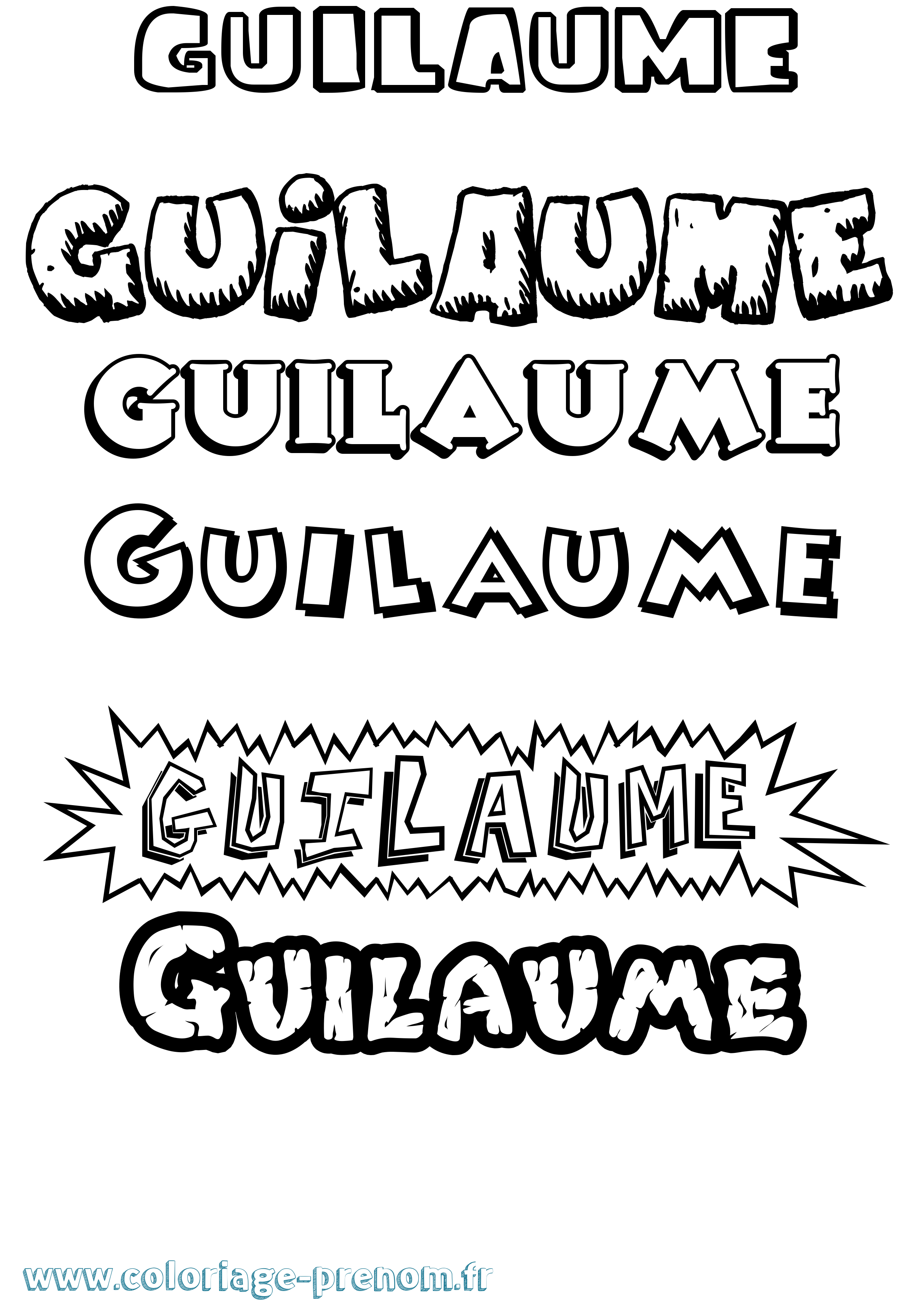 Coloriage prénom Guilaume Dessin Animé