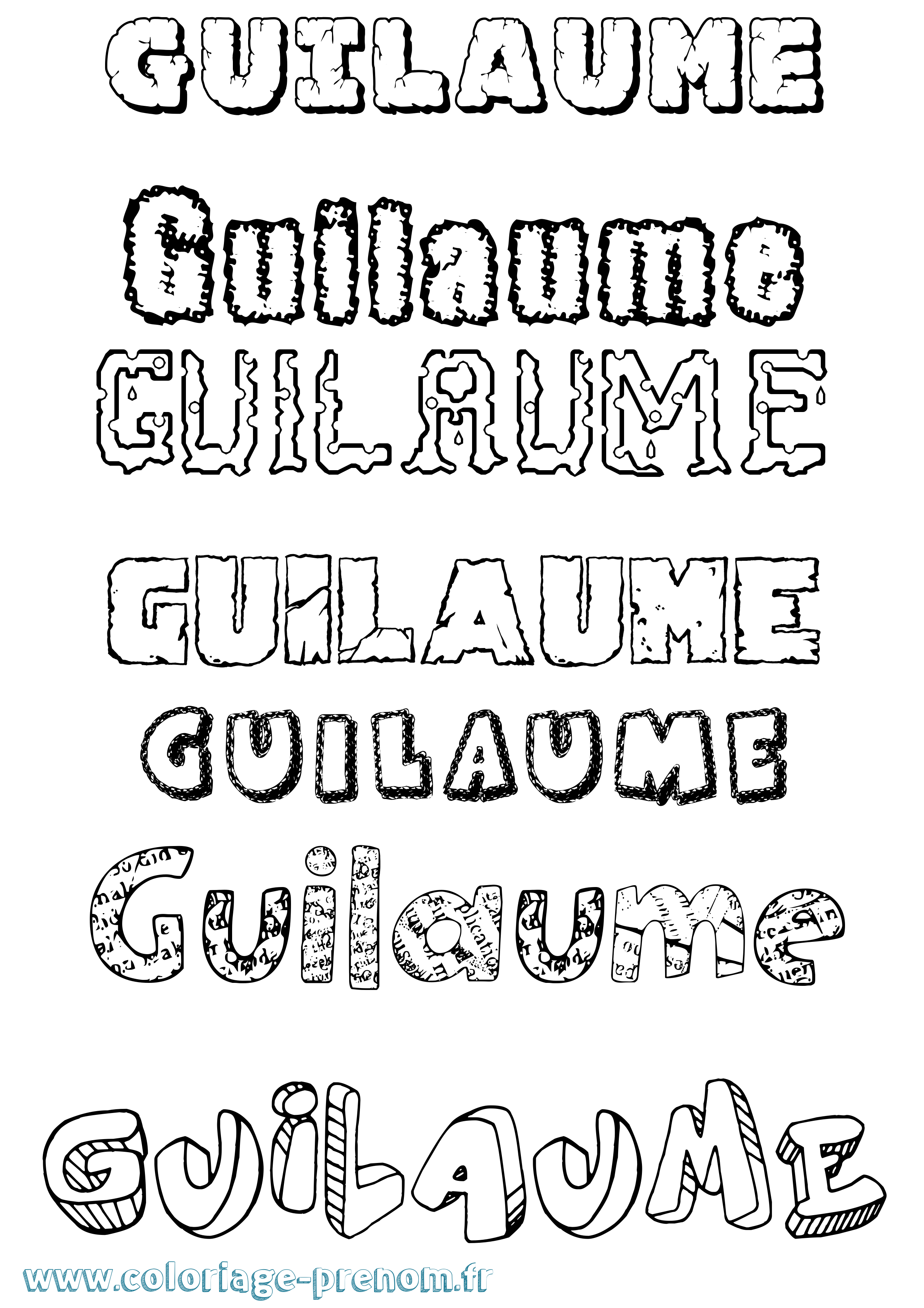 Coloriage prénom Guilaume Destructuré