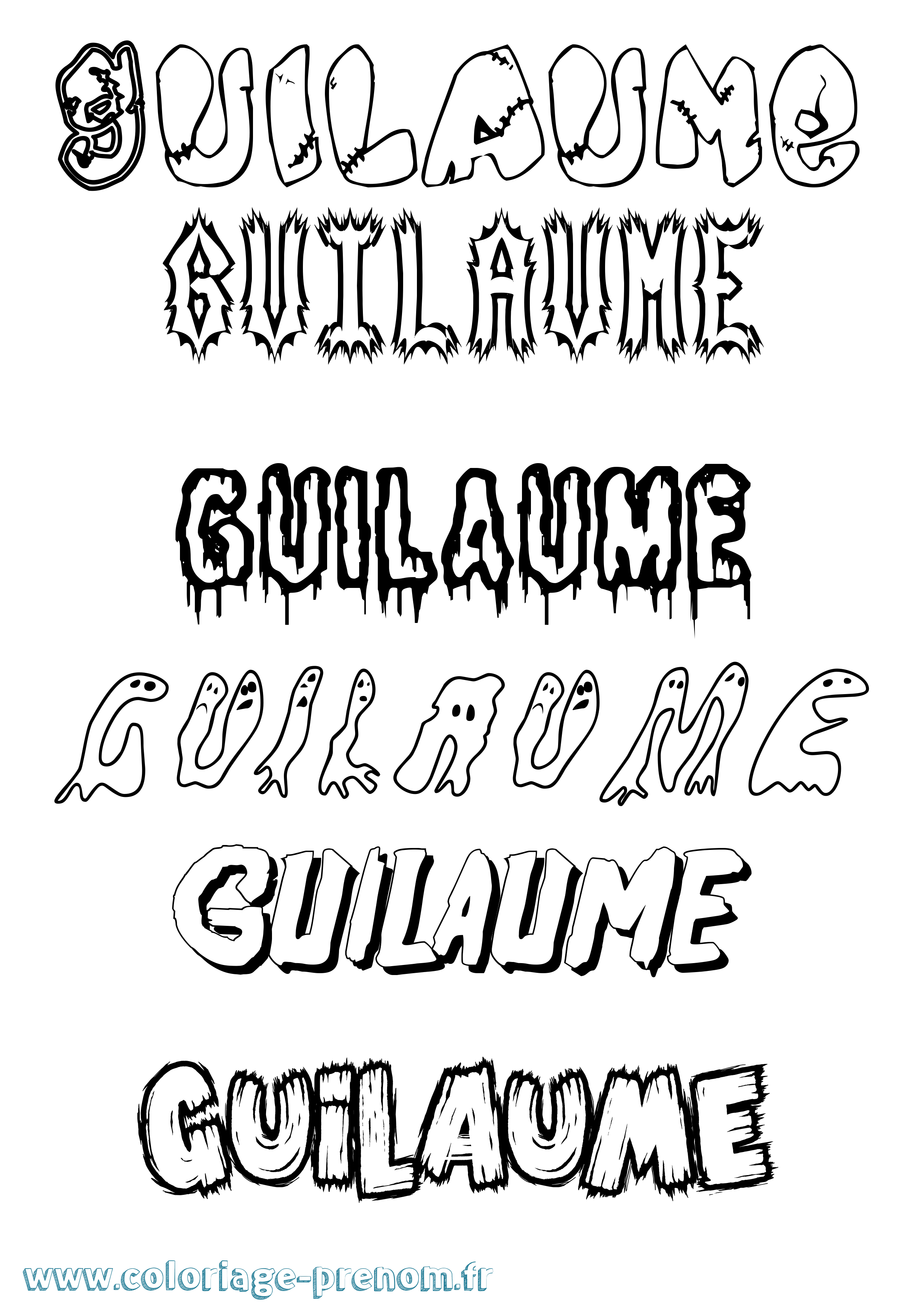 Coloriage prénom Guilaume Frisson