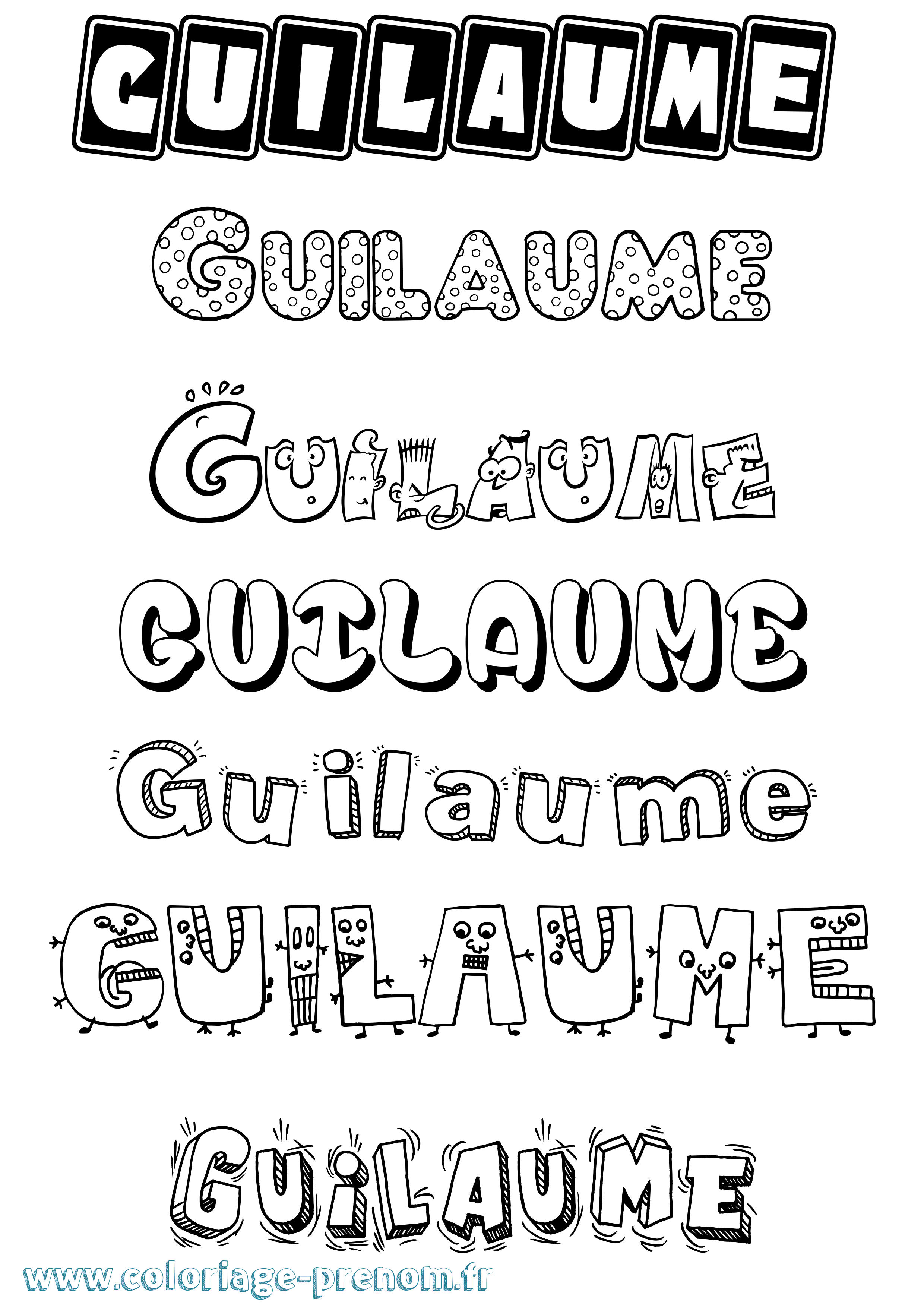 Coloriage prénom Guilaume Fun