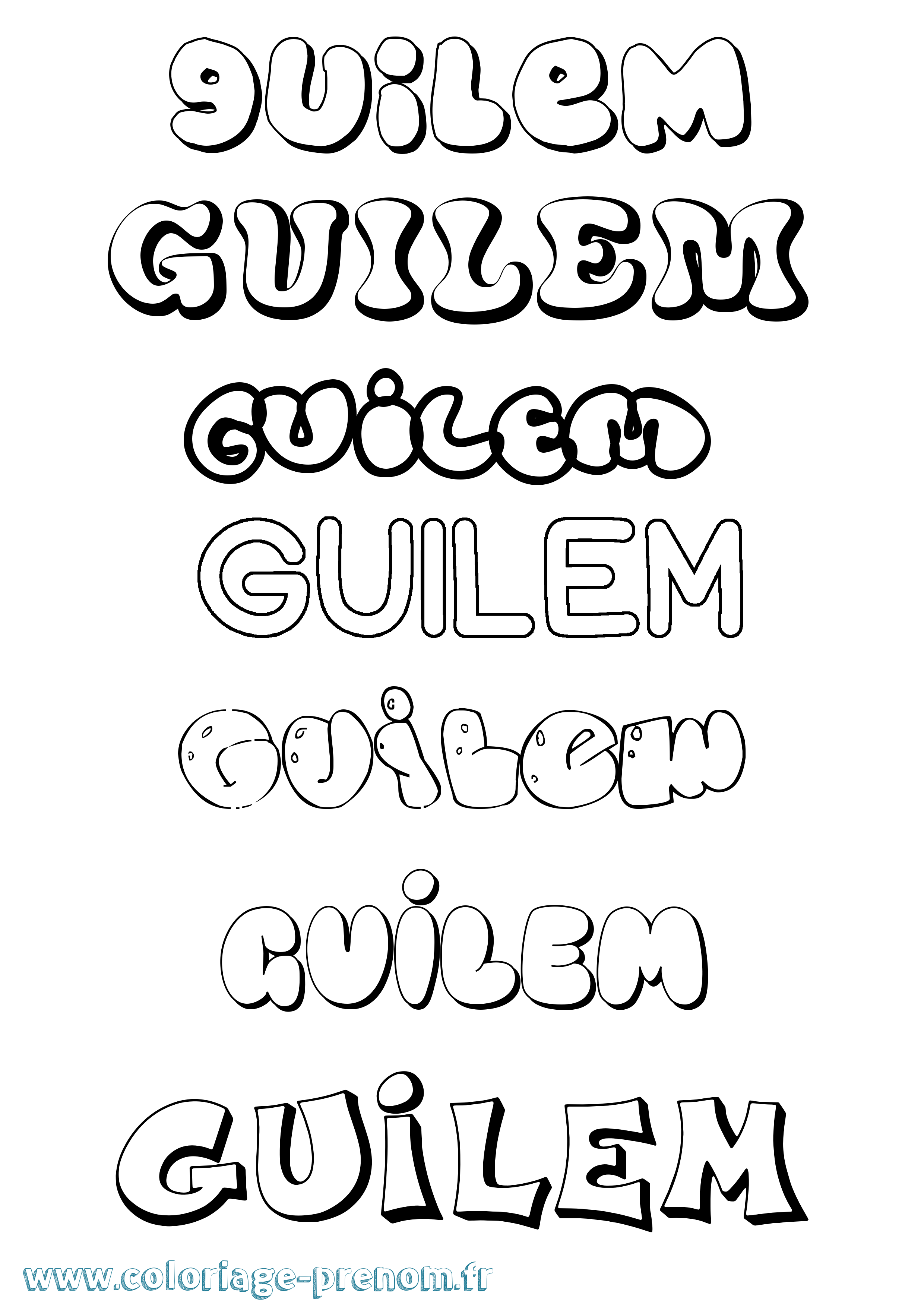 Coloriage prénom Guilem Bubble