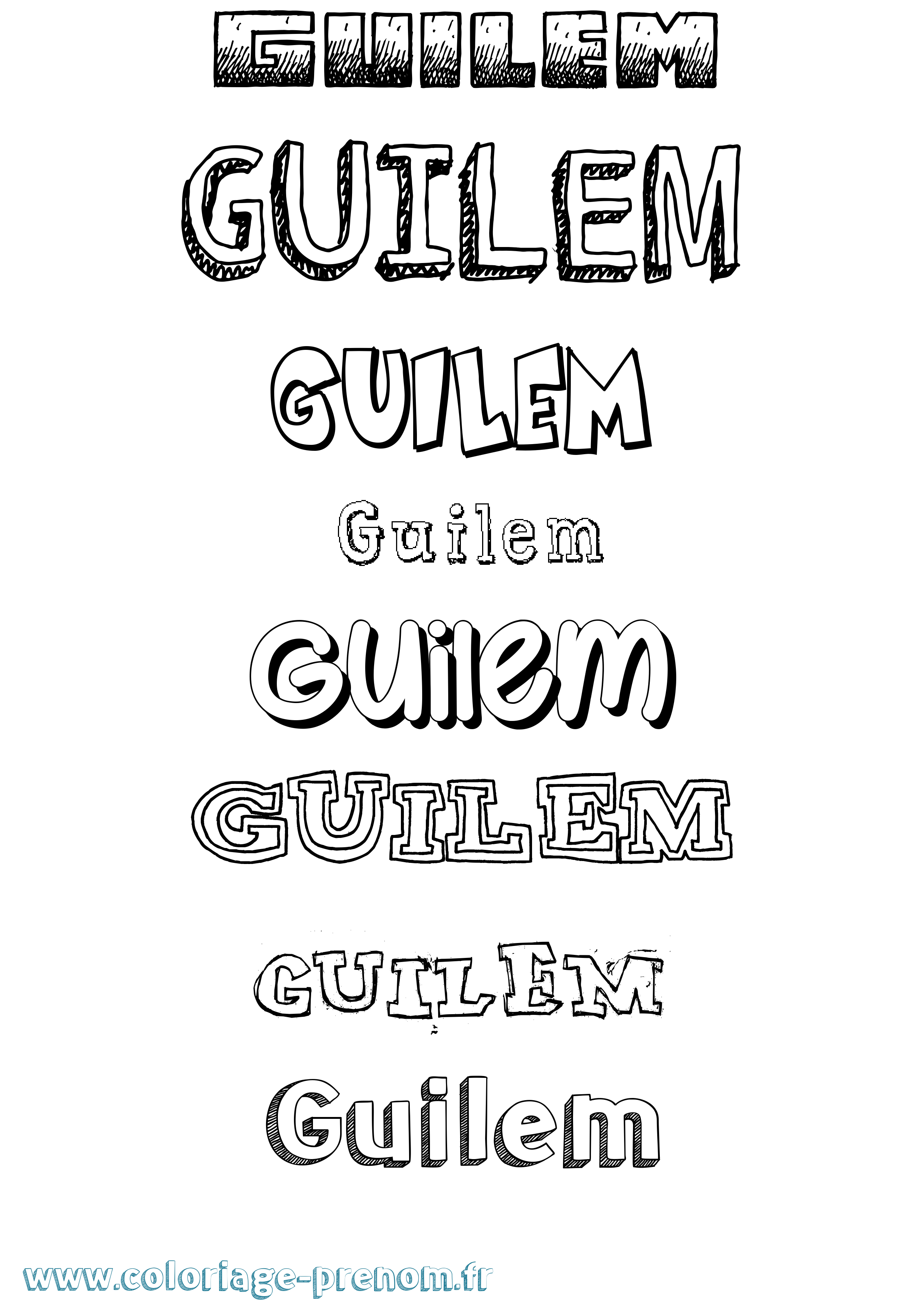 Coloriage prénom Guilem Dessiné