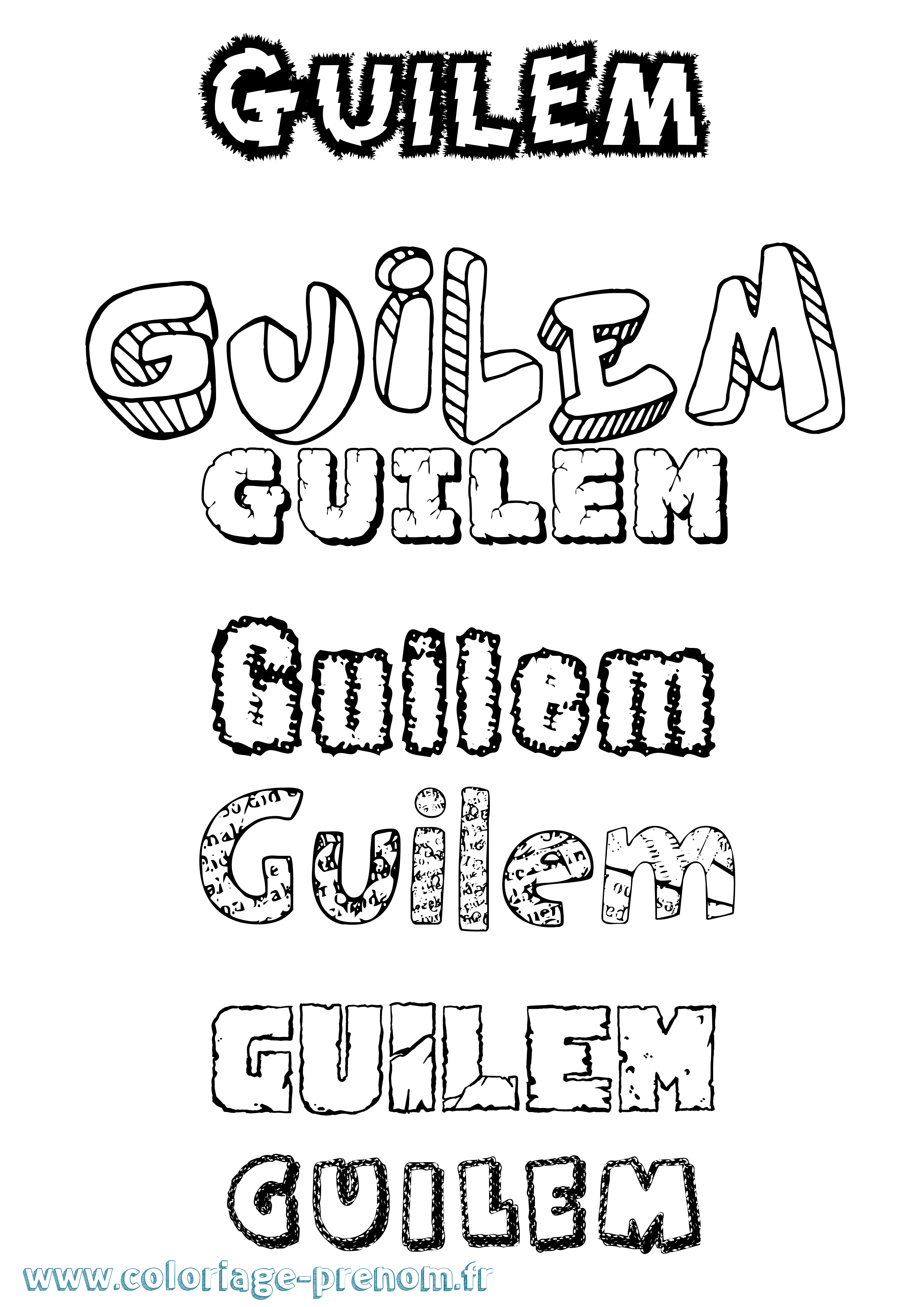 Coloriage prénom Guilem Destructuré