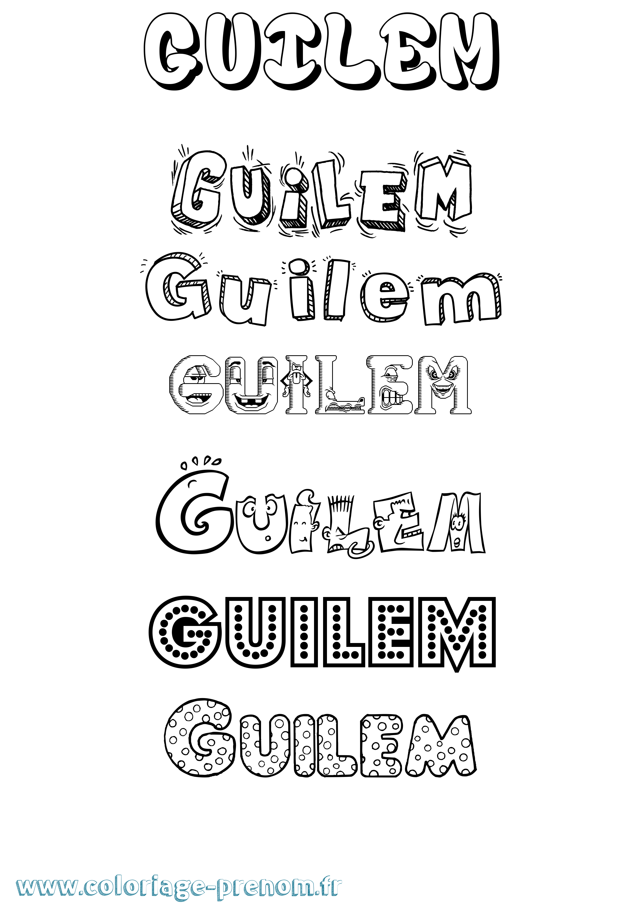 Coloriage prénom Guilem Fun