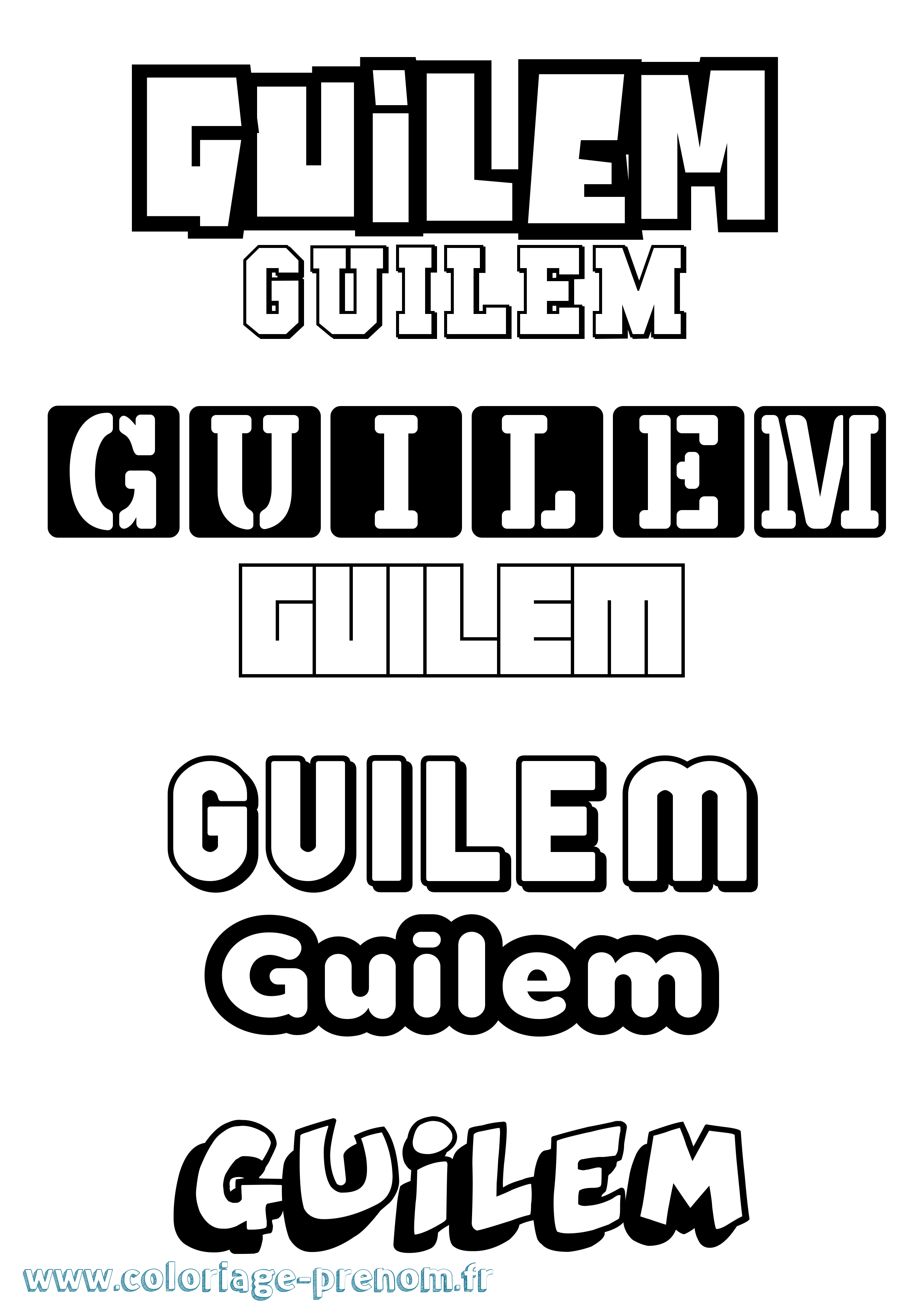 Coloriage prénom Guilem Simple