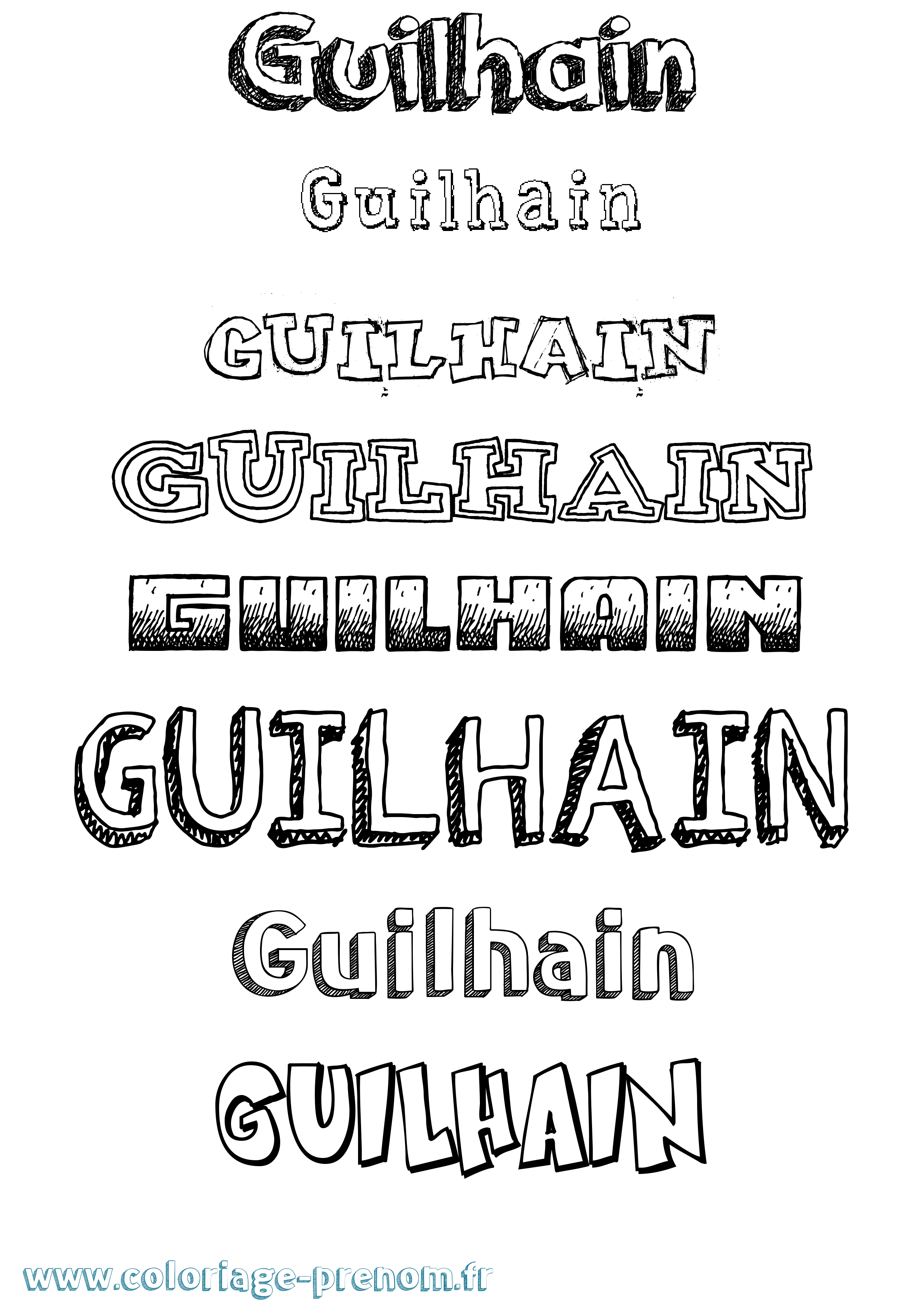 Coloriage prénom Guilhain Dessiné