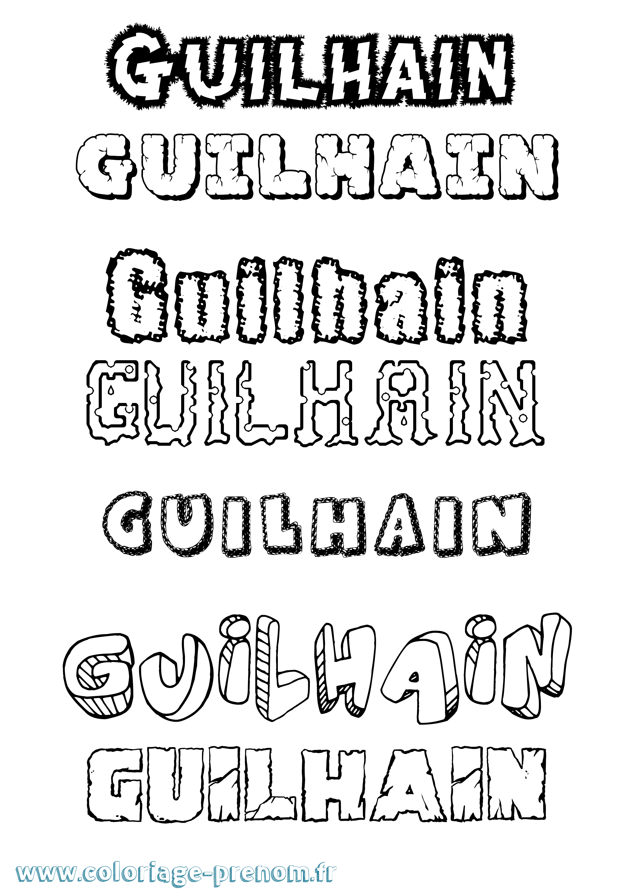 Coloriage prénom Guilhain Destructuré