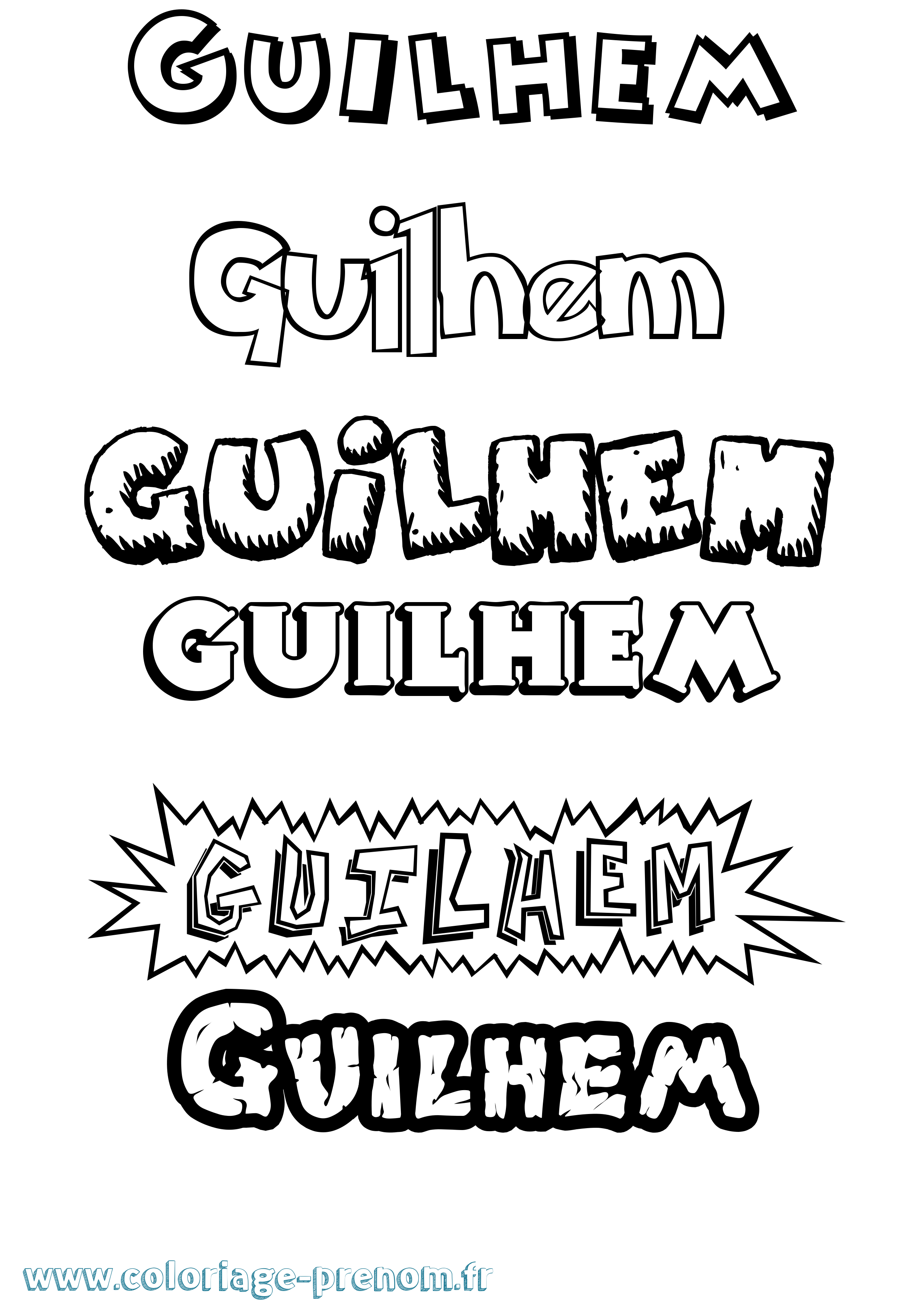 Coloriage Guilhem Dessin Animé Coloriage prénom Guilhem Dessin Animé