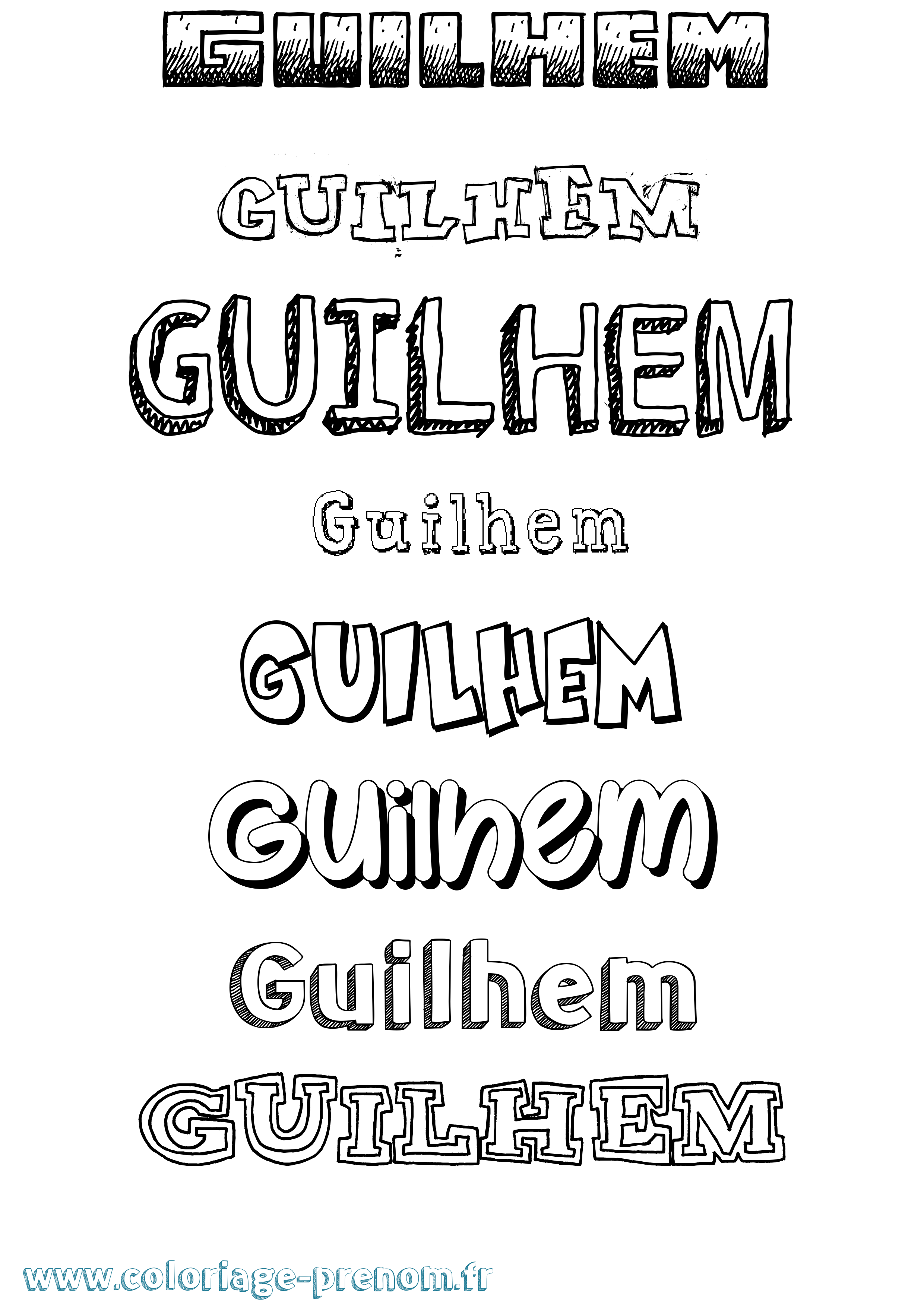 Coloriage prénom Guilhem Dessiné